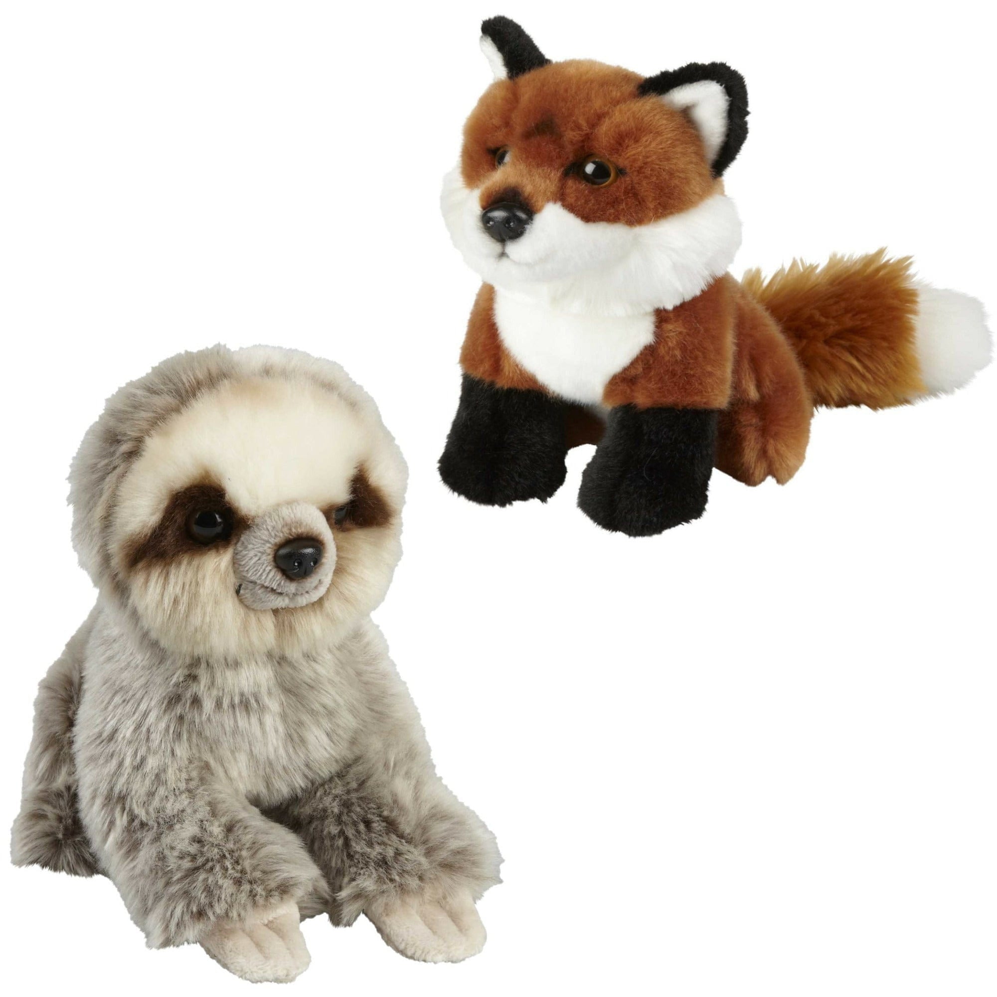 Vos en luiaard knuffels - pluche - 18 cm - set