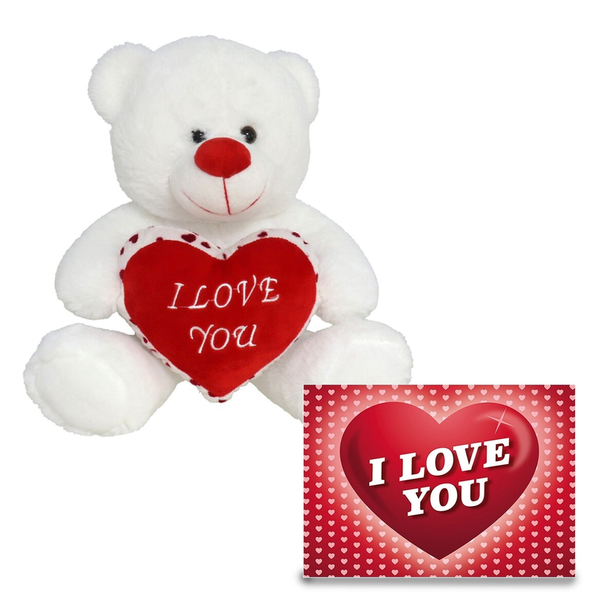 Valentijn beertje - pluche knuffel - 20 cm - met hartjeskaart