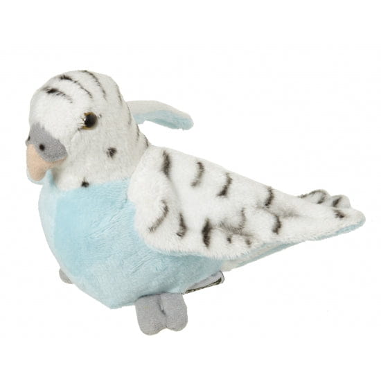 Nature Planet grasparkiet knuffel - pluche - 16 cm - blauw - vogel
