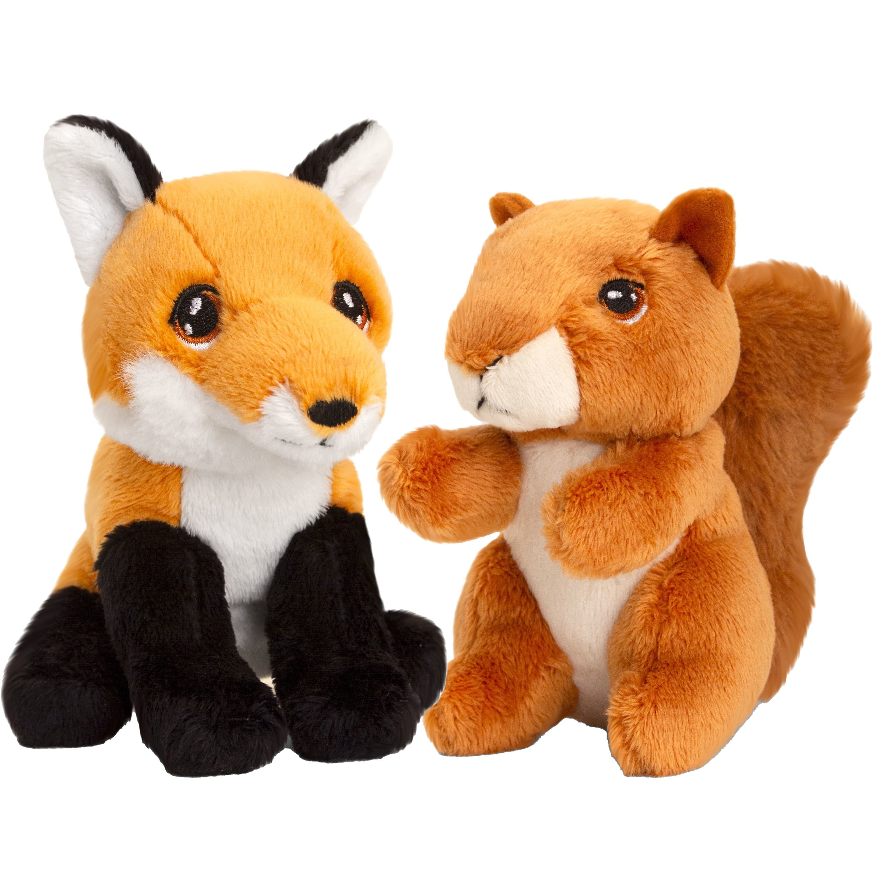 Pluche vos en eekhoorn knuffels - bosdieren - 12 cm