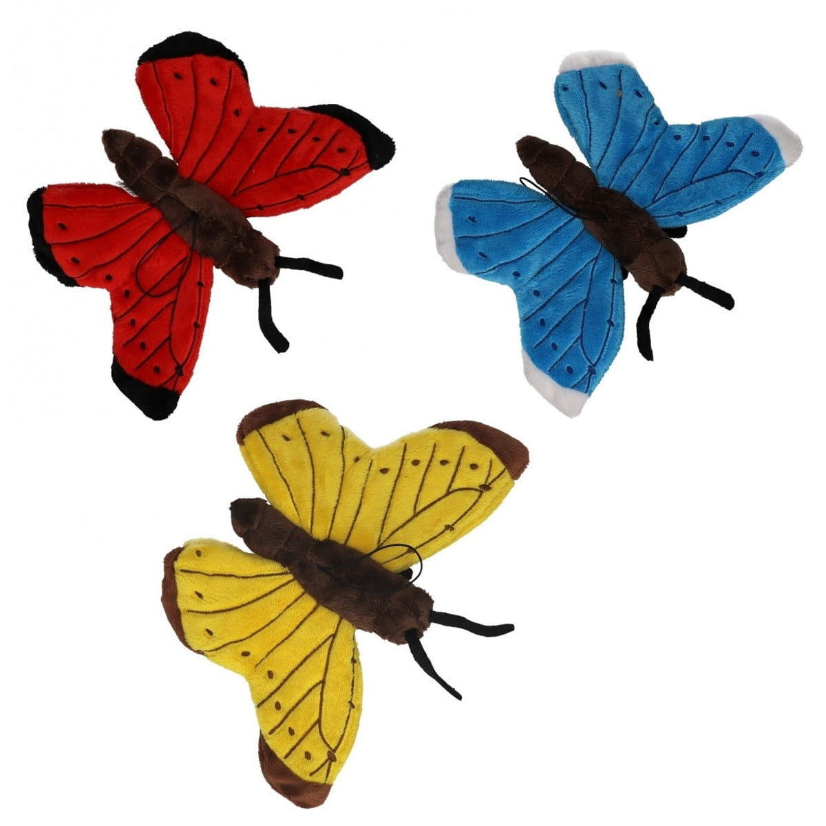 Vlinder knuffels set van 3 - pluche - 21 cm - hanglus