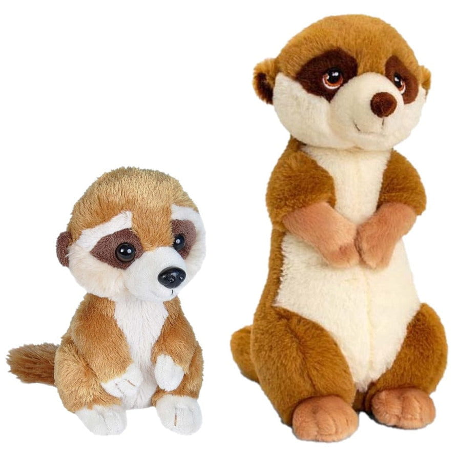 Stokstaartjes knuffel set - pluche - moeder en baby - 18 cm - 30 cm