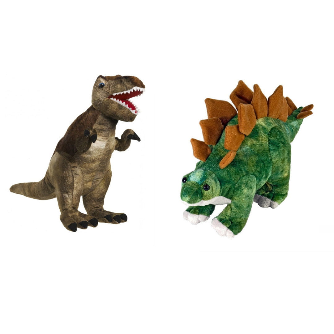 Setje van 2 knuffel dinosaurussen - T-Rex en Stegosaurus - pluche