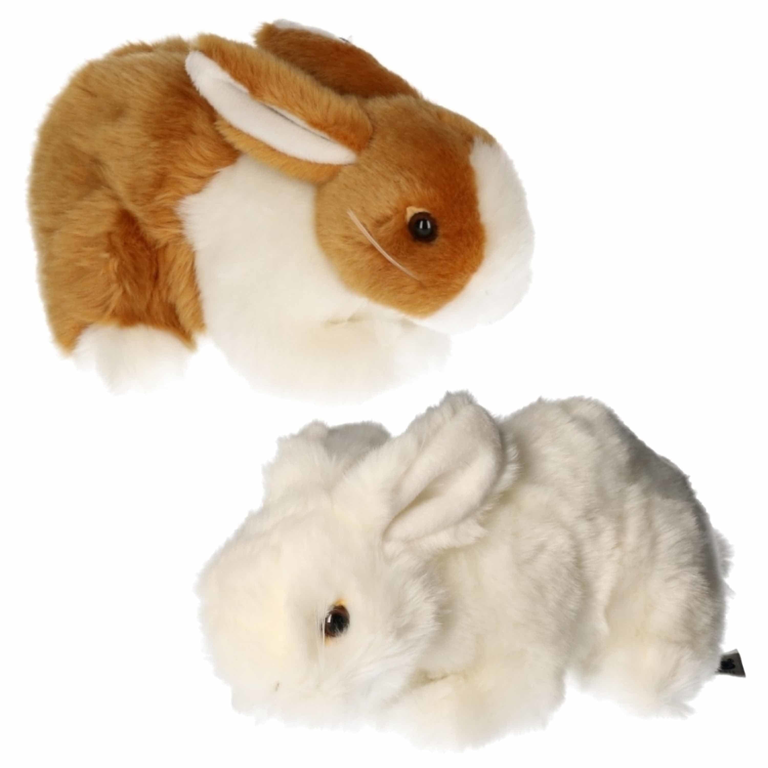 Set van 2 pluche konijnen knuffels - 20 cm - zacht