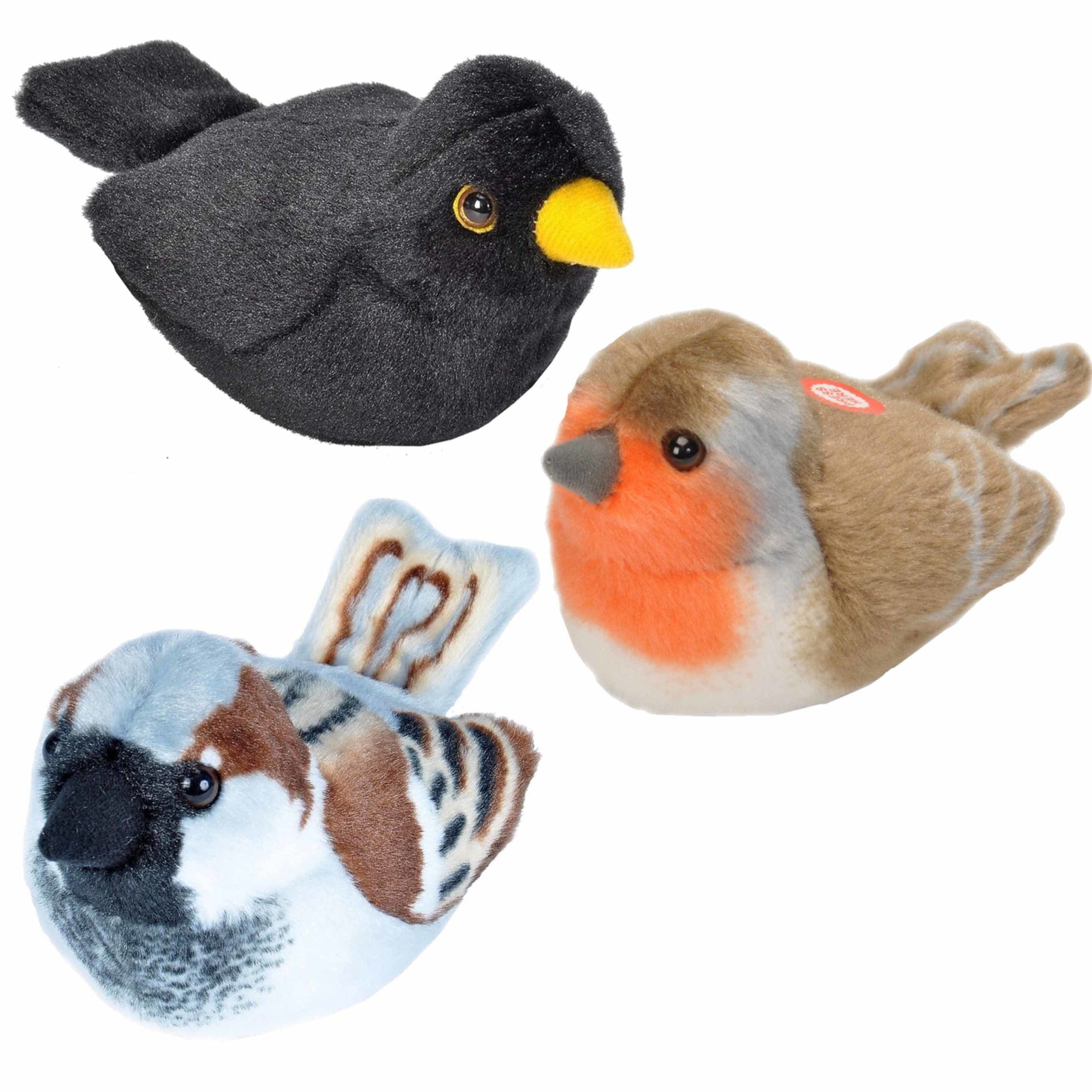 Wild Republic vogel knuffels - pluche - 14 cm - met geluid