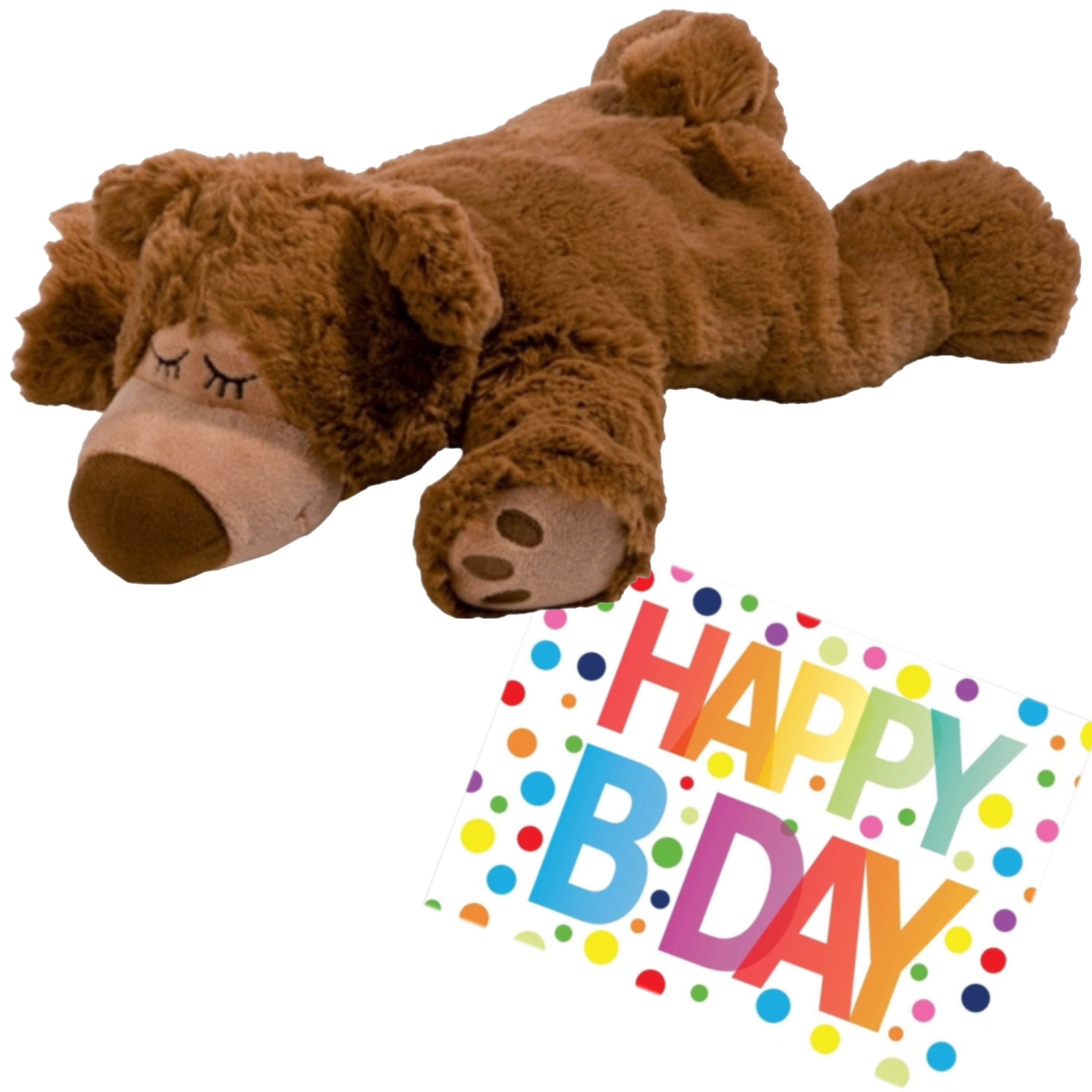 Pluche magnetron beer - 32 cm - knuffel - met wenskaart