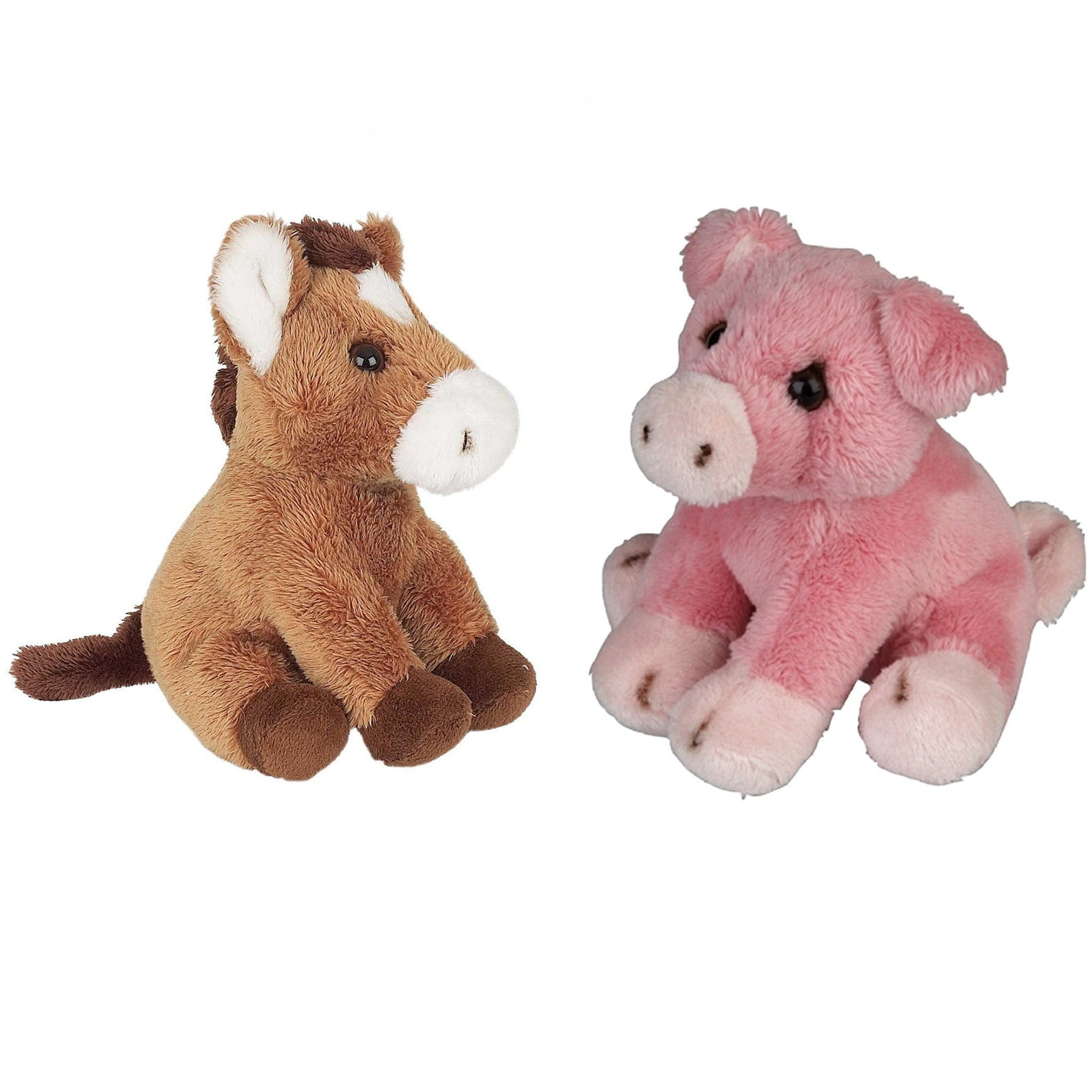 Boerderij dieren knuffels - pluche - varken en paard - 15 cm