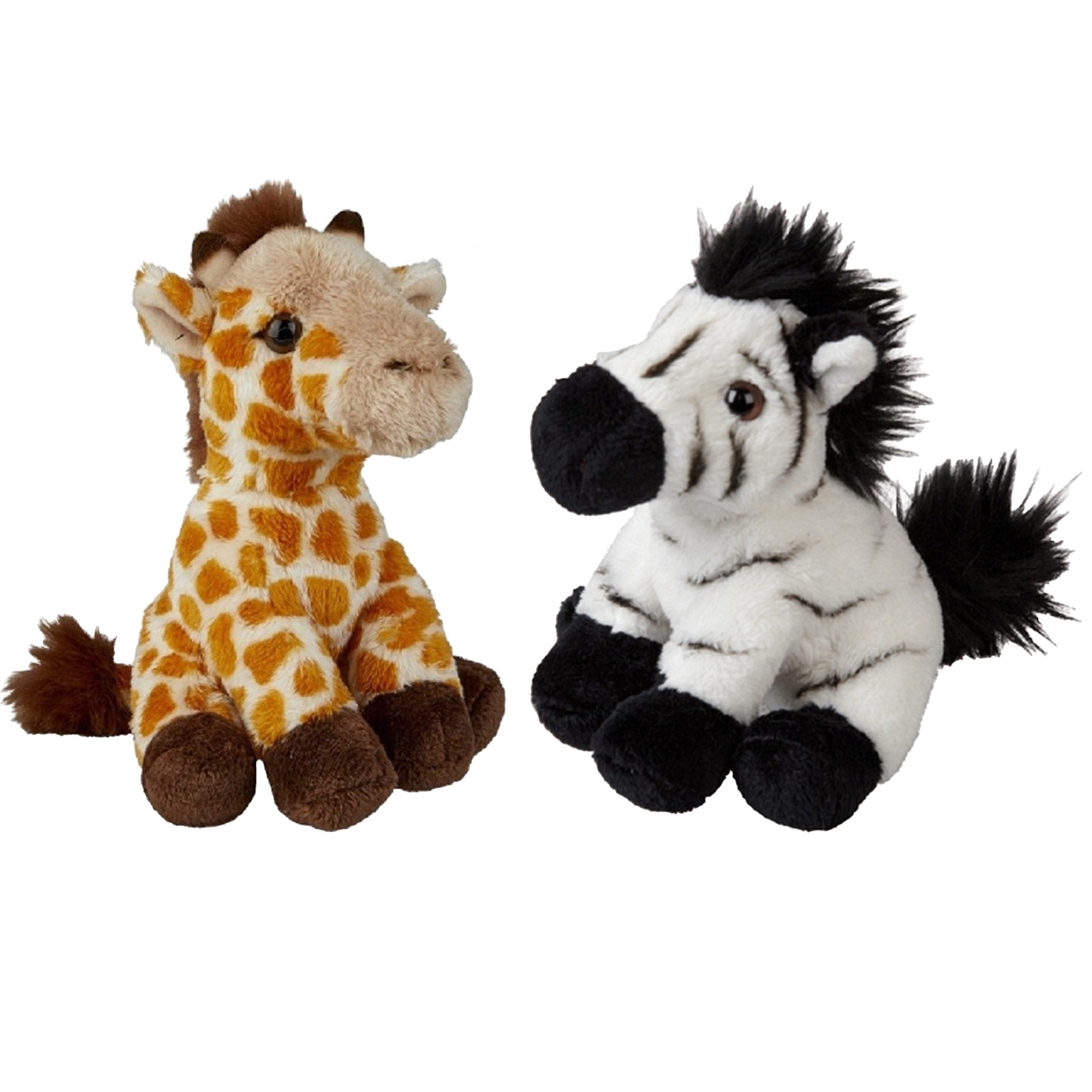 Ravensden safari knuffels - pluche - zebra & giraffe - 15 cm