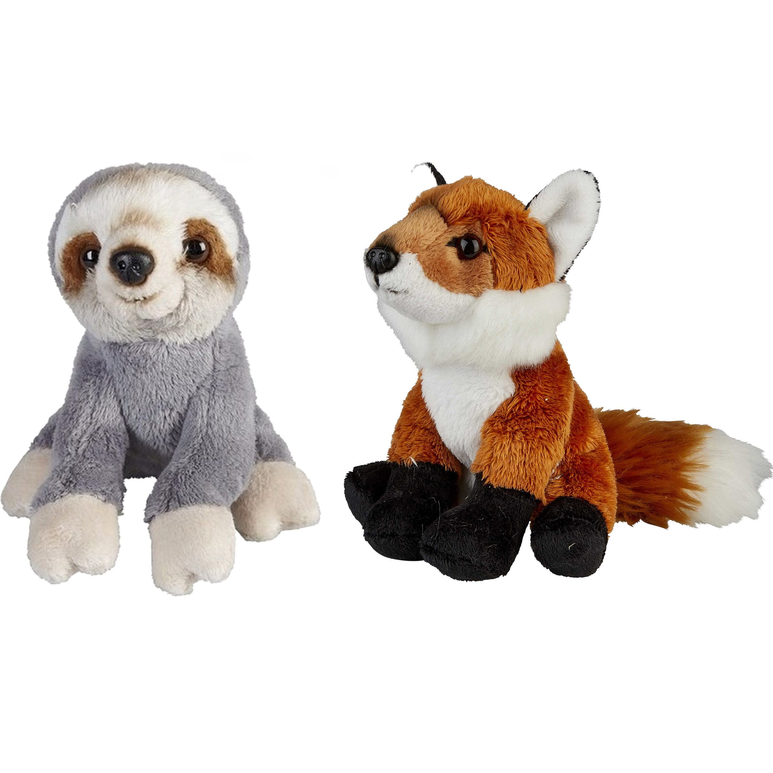 Bosdieren pluche knuffels - vos en luiaard - 15 cm