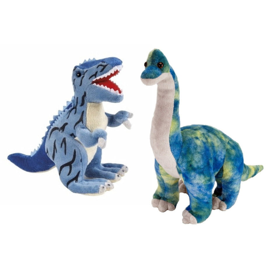 Setje van 2 knuffel dinosaurussen - pluche - t-rex en brachiosaurus