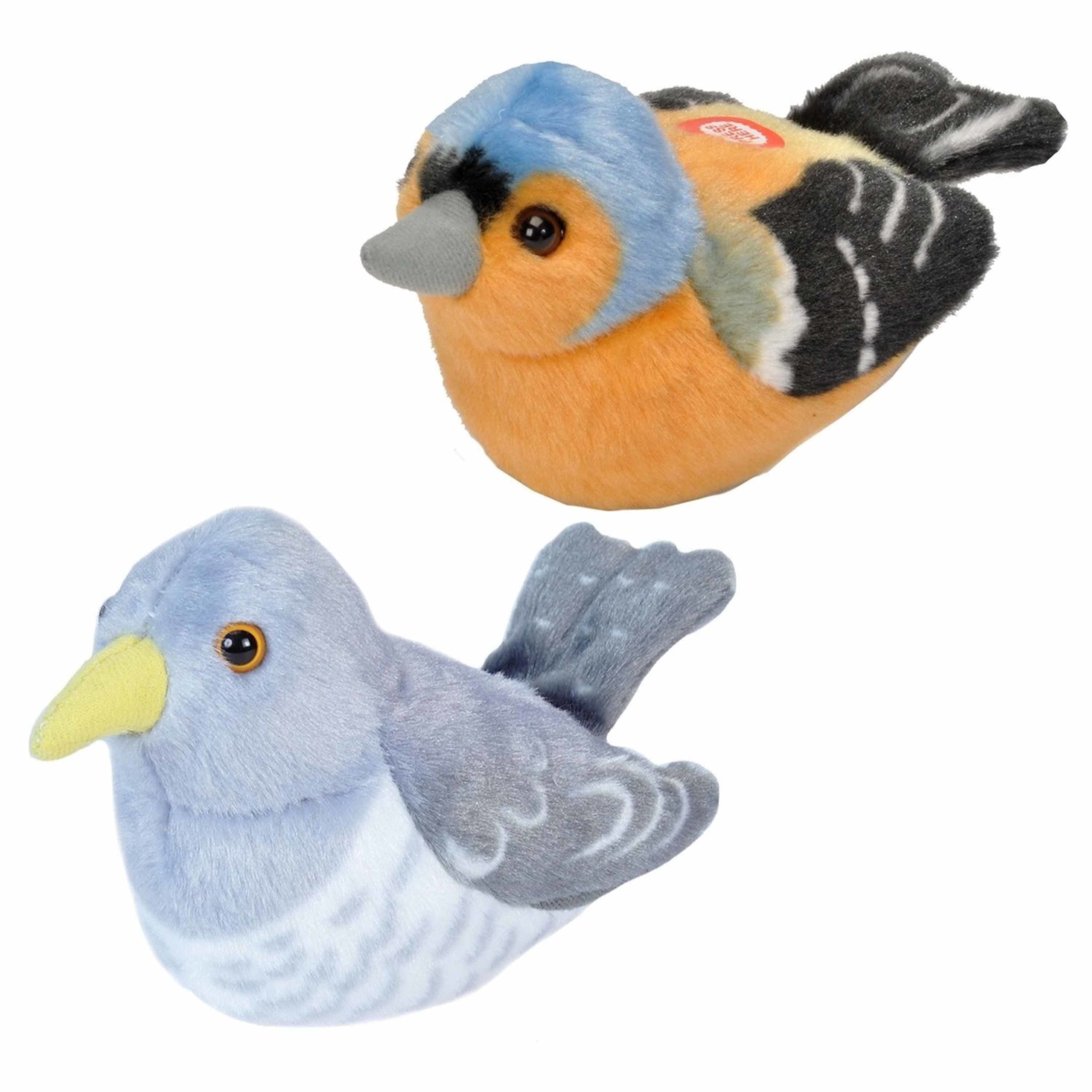 Vogel knuffels - pluche - 14 cm - met geluid - vink en koekoek