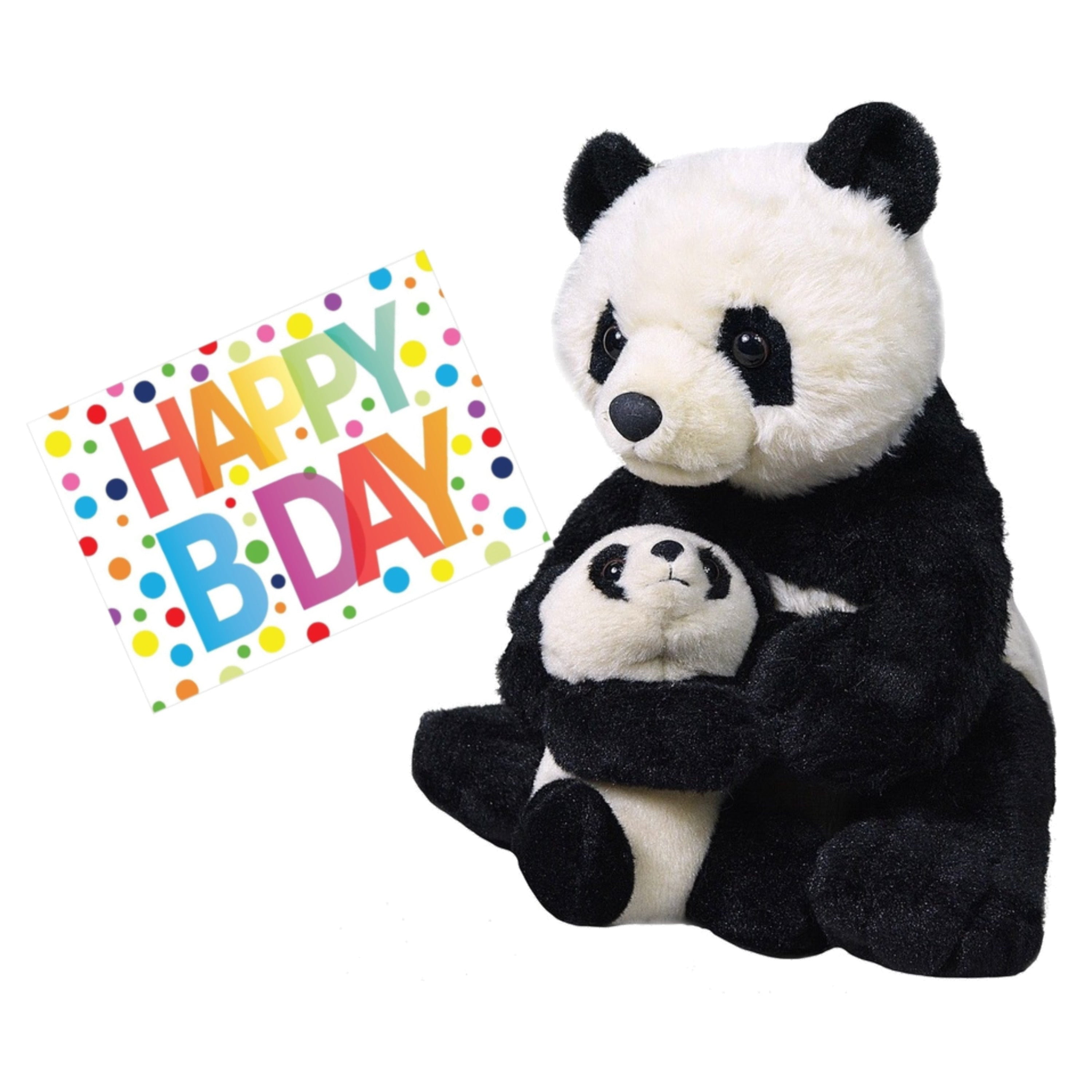Panda knuffel met baby - pluche - 38 cm - cadeauset