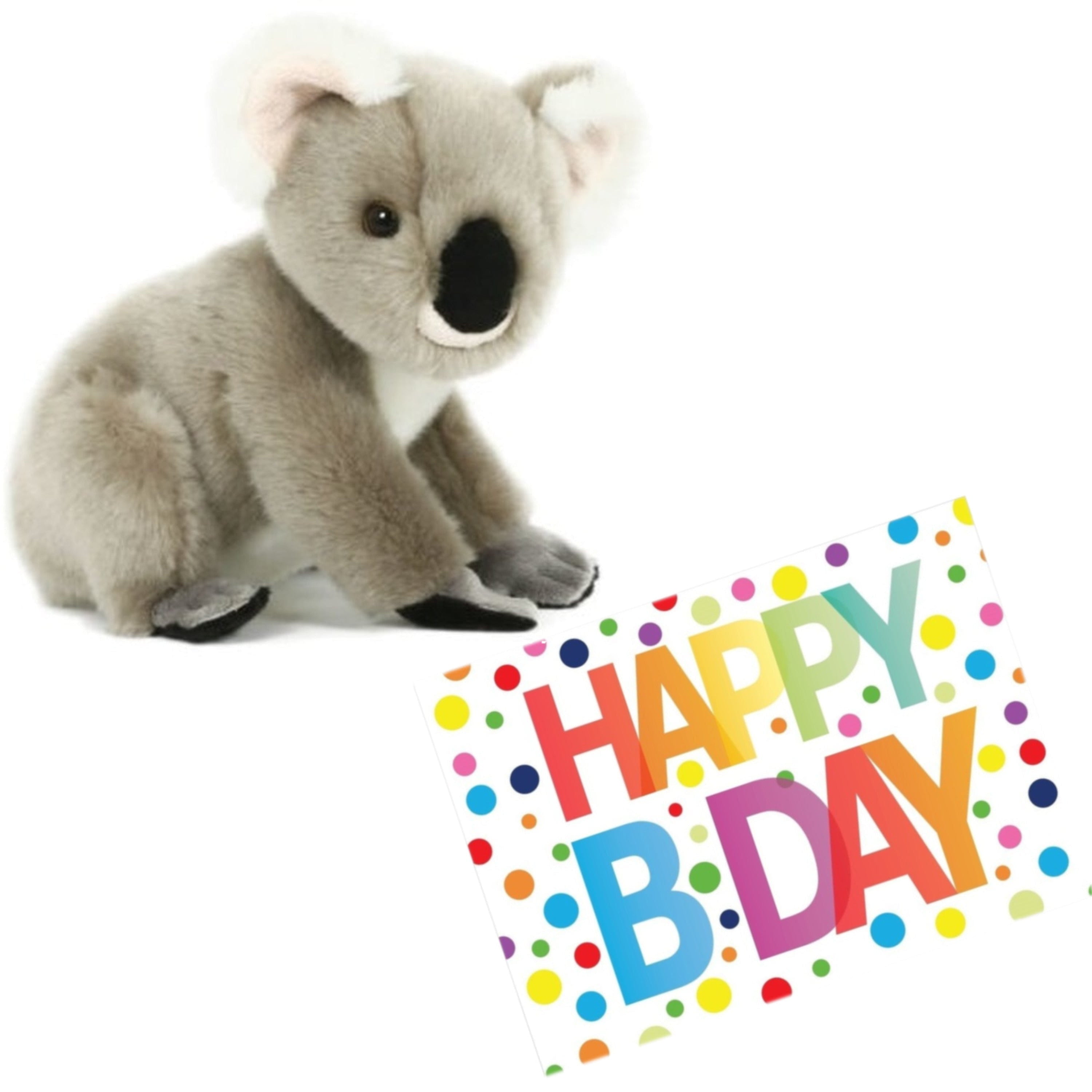 Koala knuffel - pluche - 20 cm - met verjaardagskaart