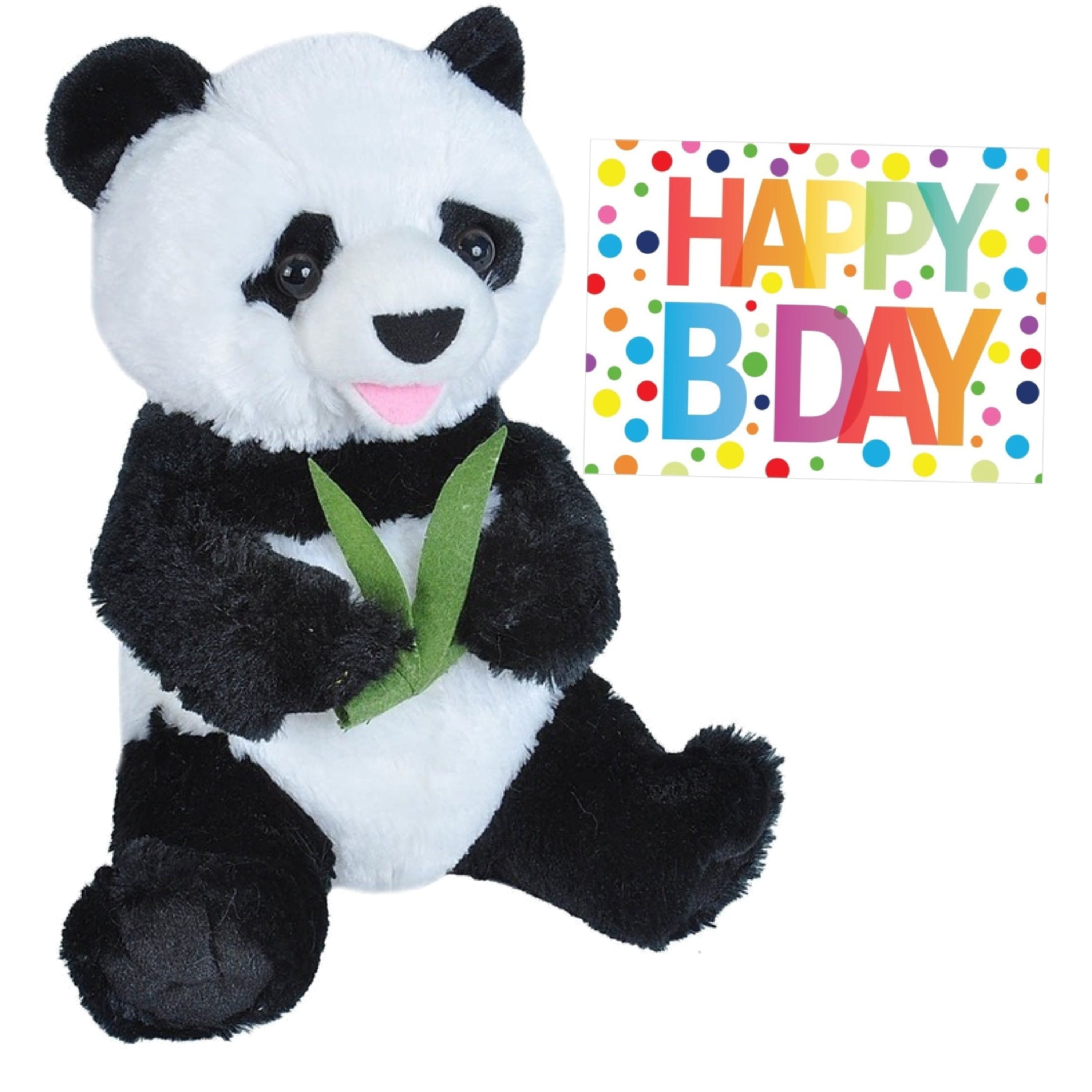 Pluche panda beer - 25 cm - met Happy Birthday kaart