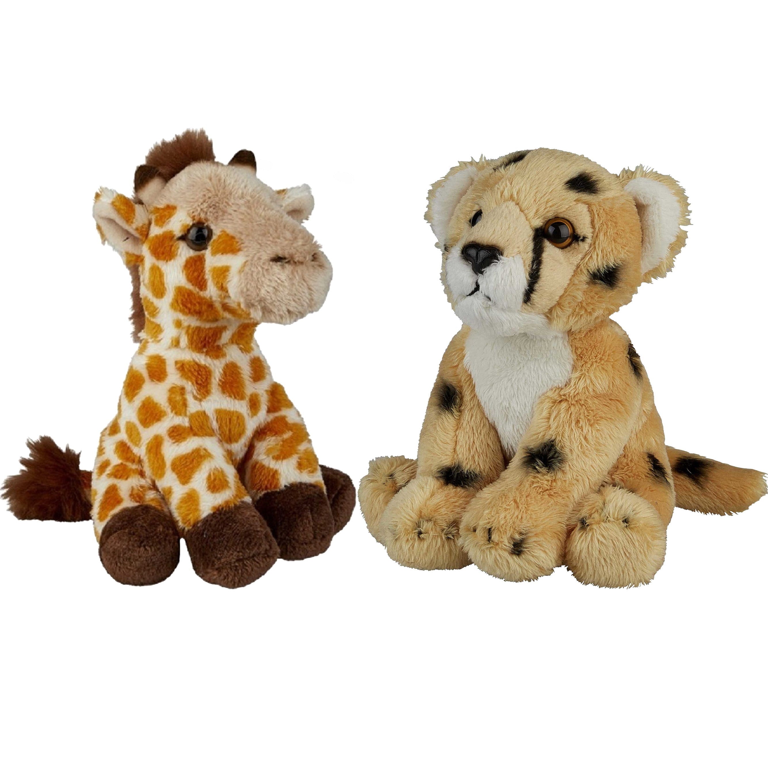 Ravensden safari knuffels - pluche - 2 stuks - 15 cm