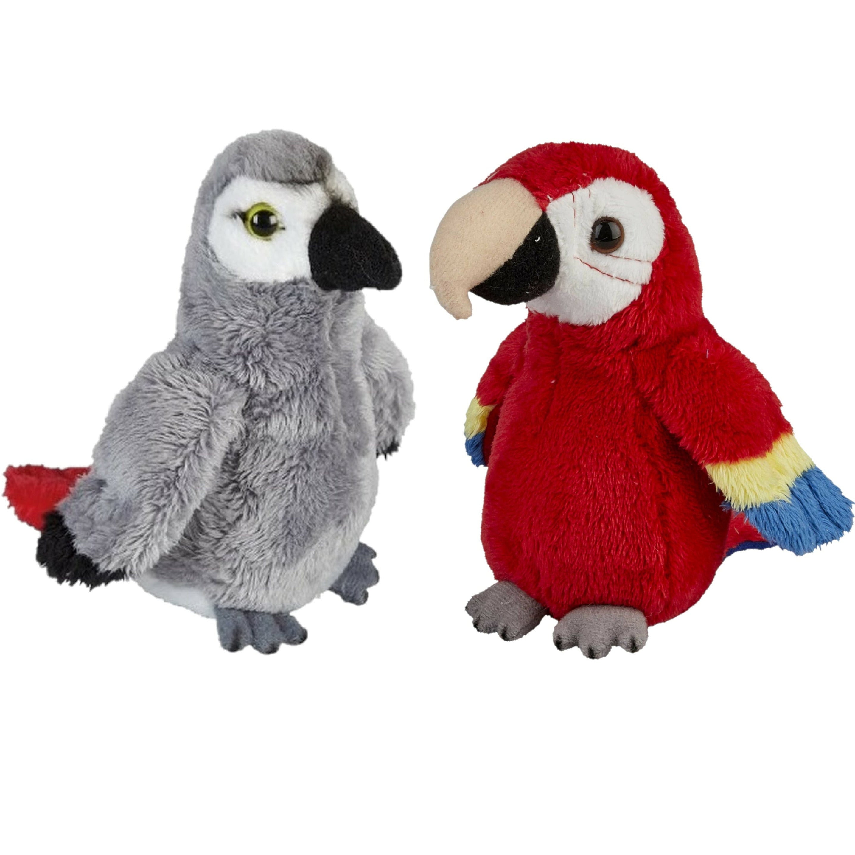 Papegaaien knuffels - pluche - set van 2 - 15 cm