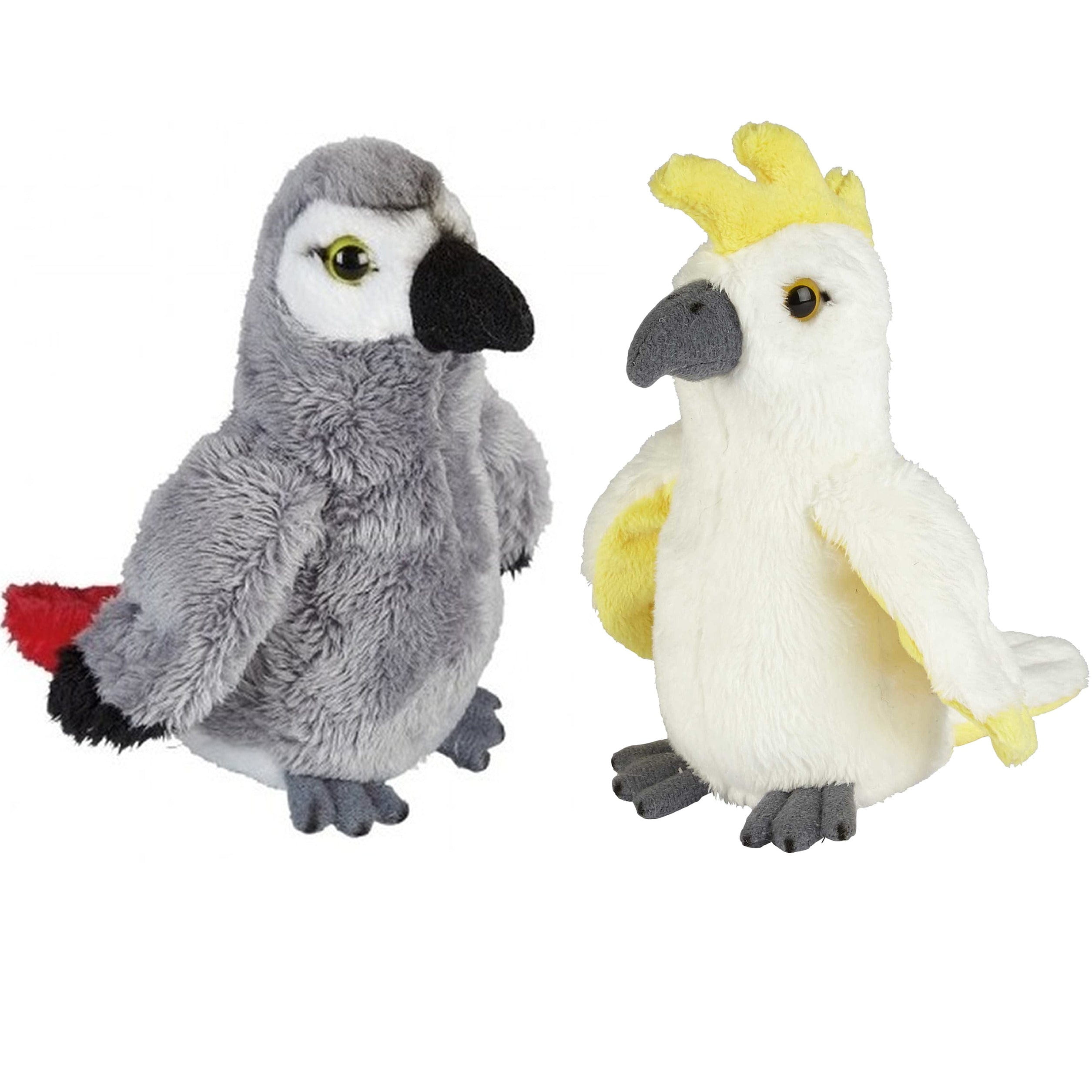 Tropische vogels knuffels - pluche - set van 2 - 15 cm