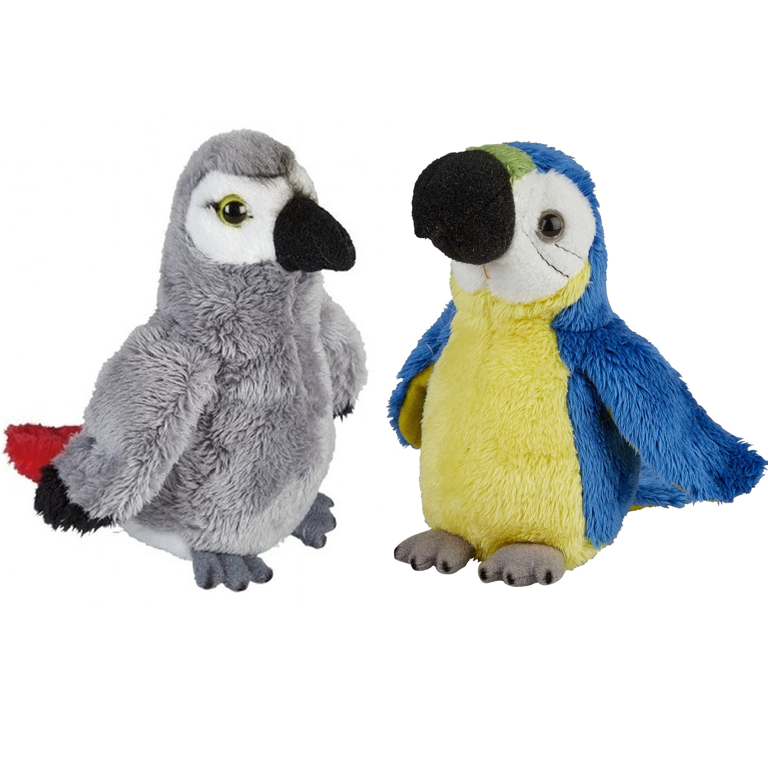 Papegaaien knuffels set van 2 - pluche - 15 cm
