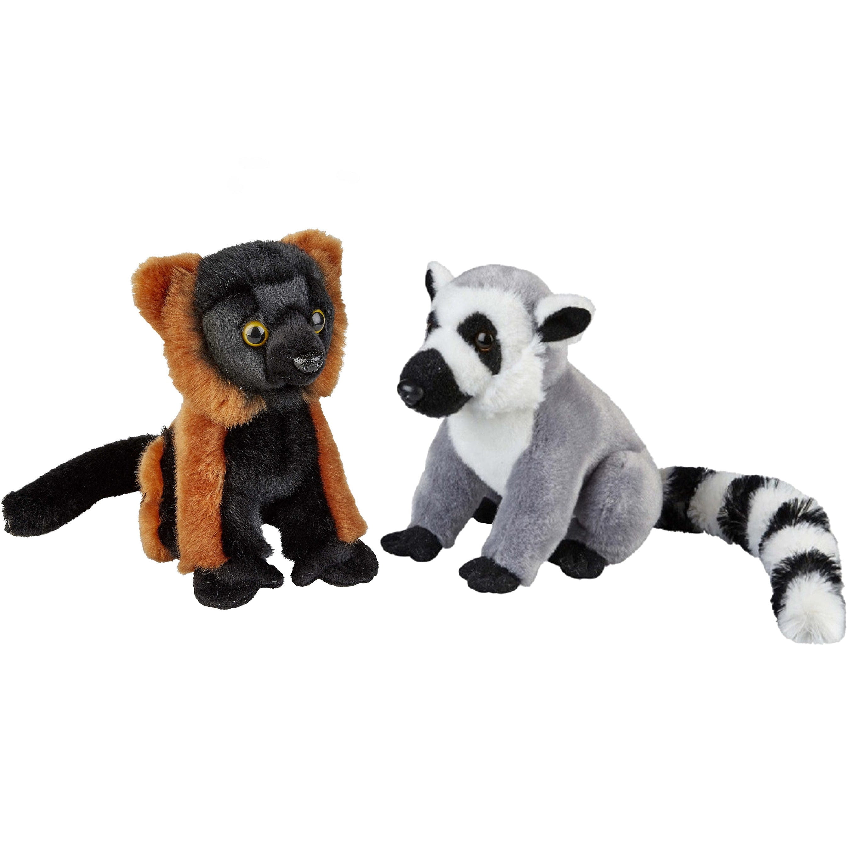 Apen serie pluche knuffels - ringstaart maki en vari aapje - 18 cm