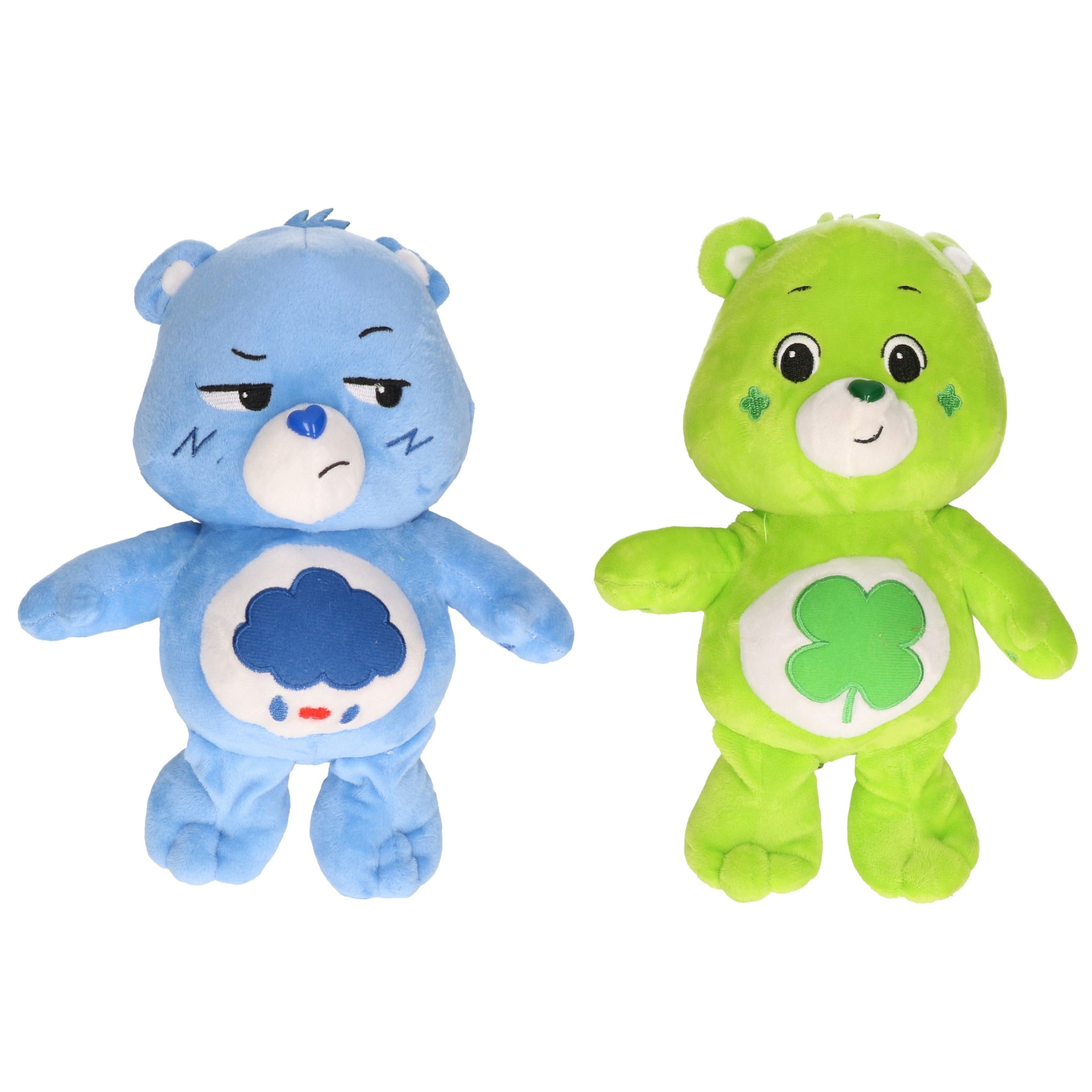 Set van 2 Troetelbeertjes - pluche - 28 cm - blauw en groen