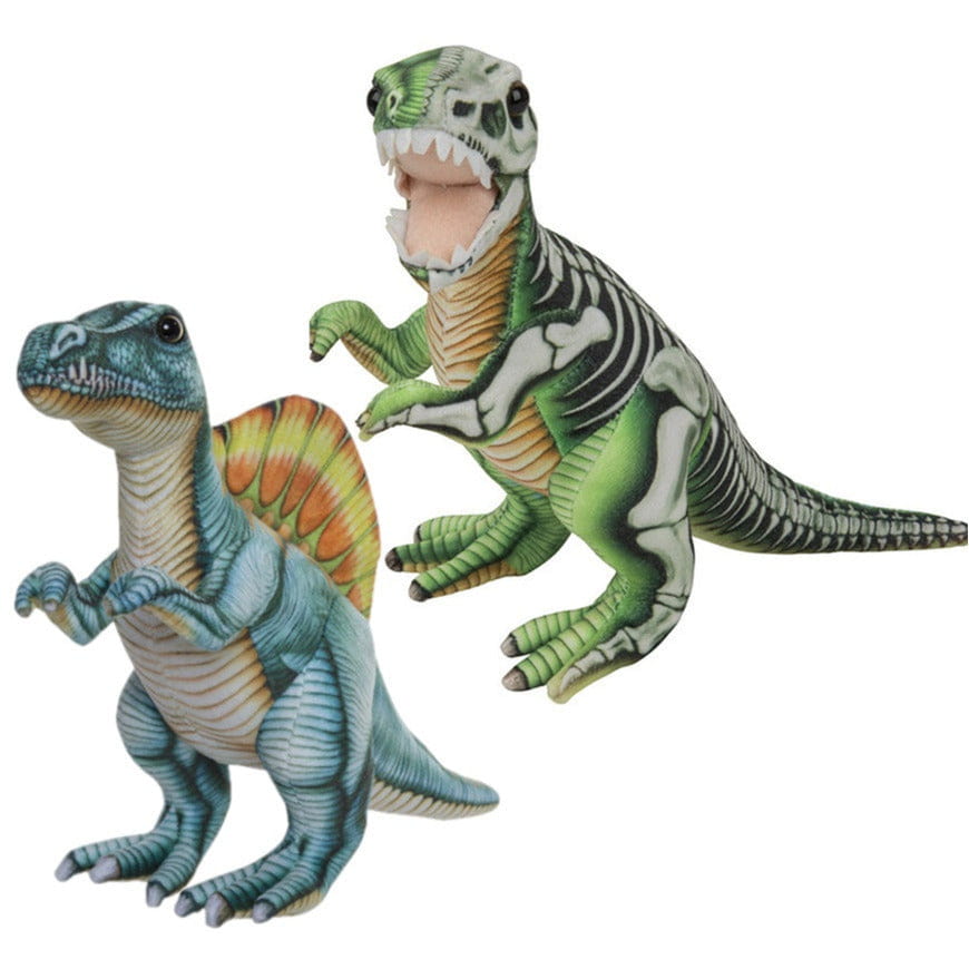 Speelgoed set van 2 pluche dino knuffels - T-Rex en Stegosaurus - 30 cm