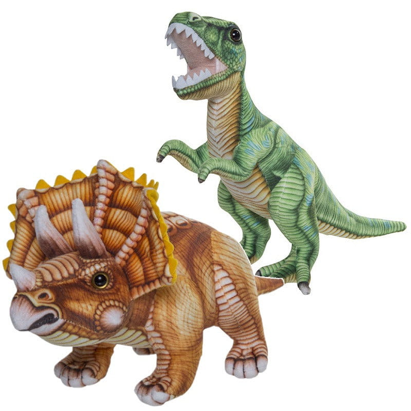 Nature Plush Planet dino knuffel set - pluche - 30 cm - T-Rex - Triceratops