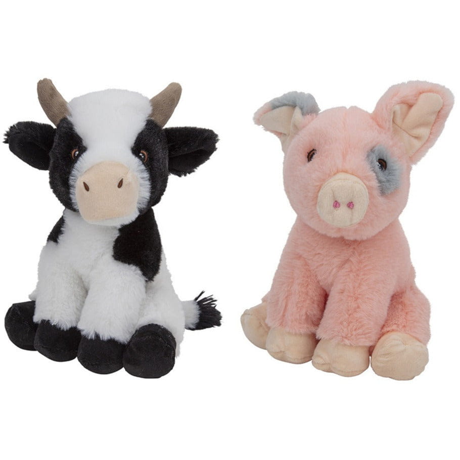 Pluche boerderijdieren knuffels - koe en varken - 23 cm