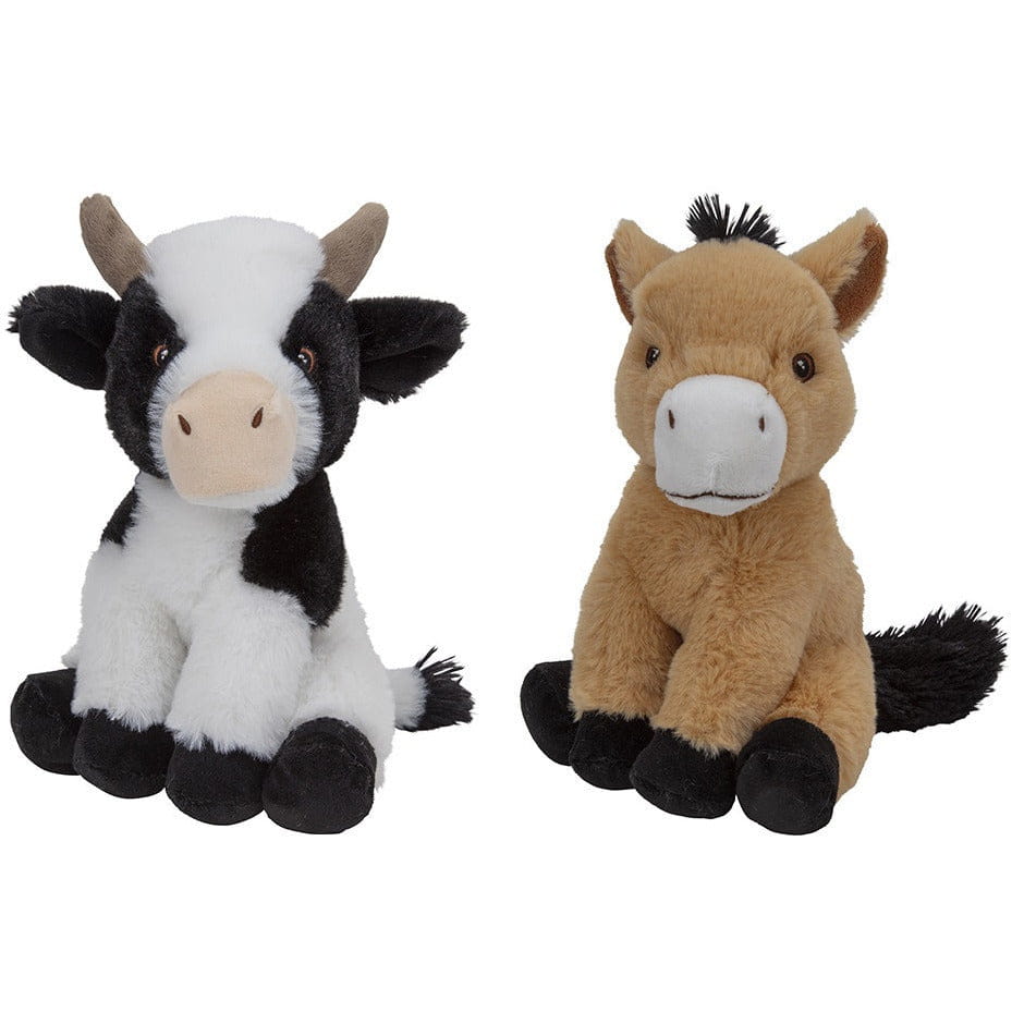 Pluche boerderijdieren knuffels - koe en paard - 23 cm