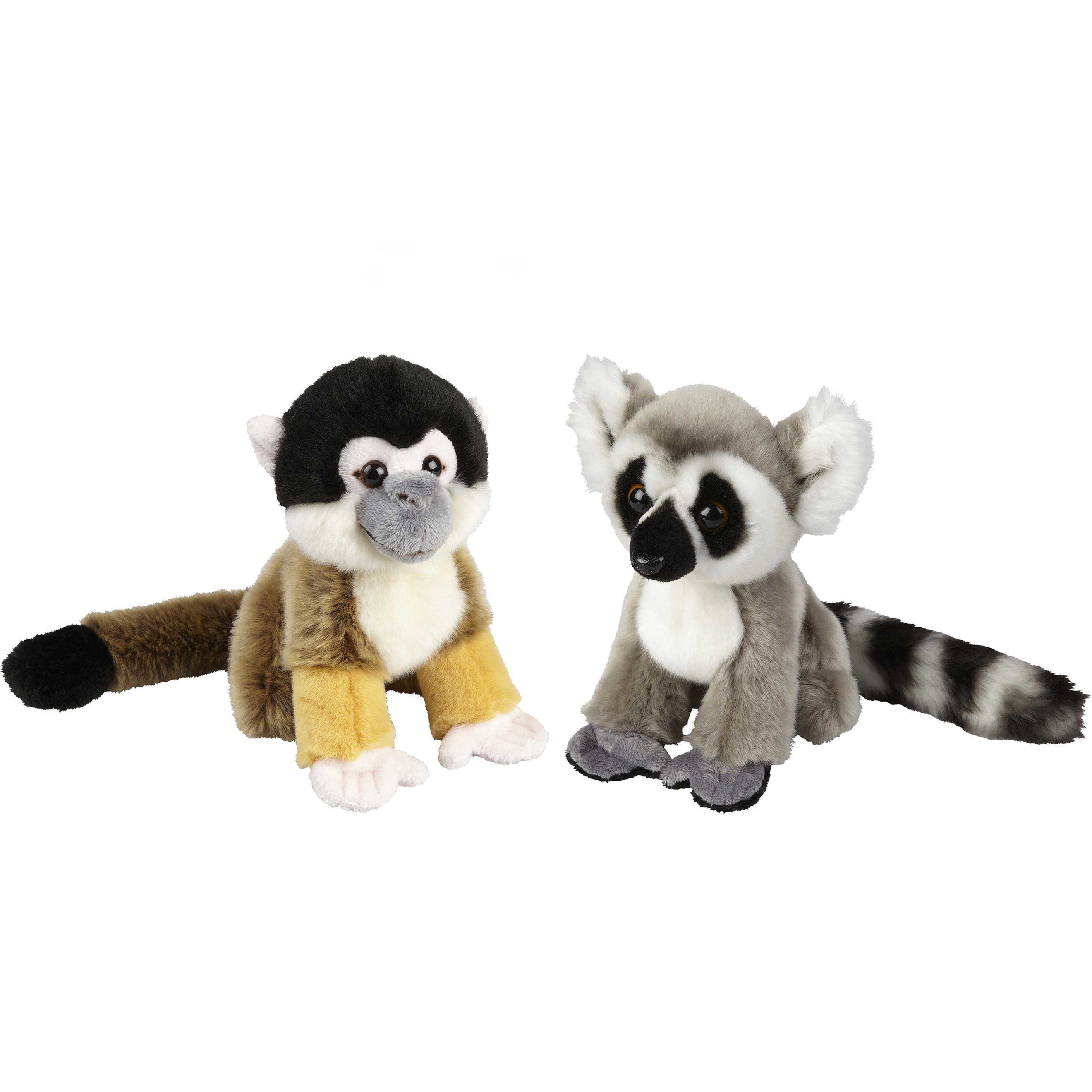 Ravensden - pluche knuffel set - Ringstaart Maki en Squirrel Aapje - 18 cm