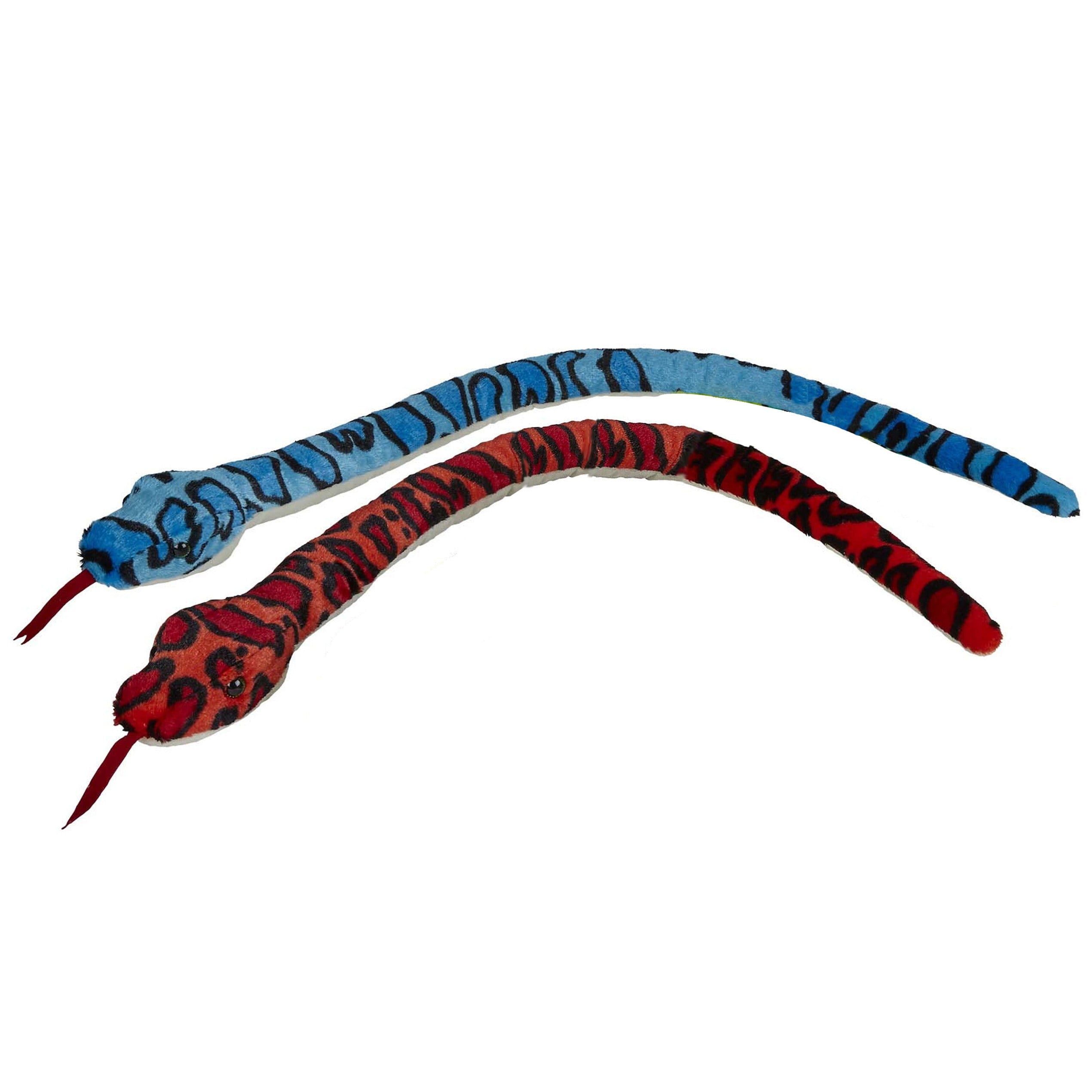 Pluche slangen knuffel set - blauw en rood - 100 cm - 2 stuks