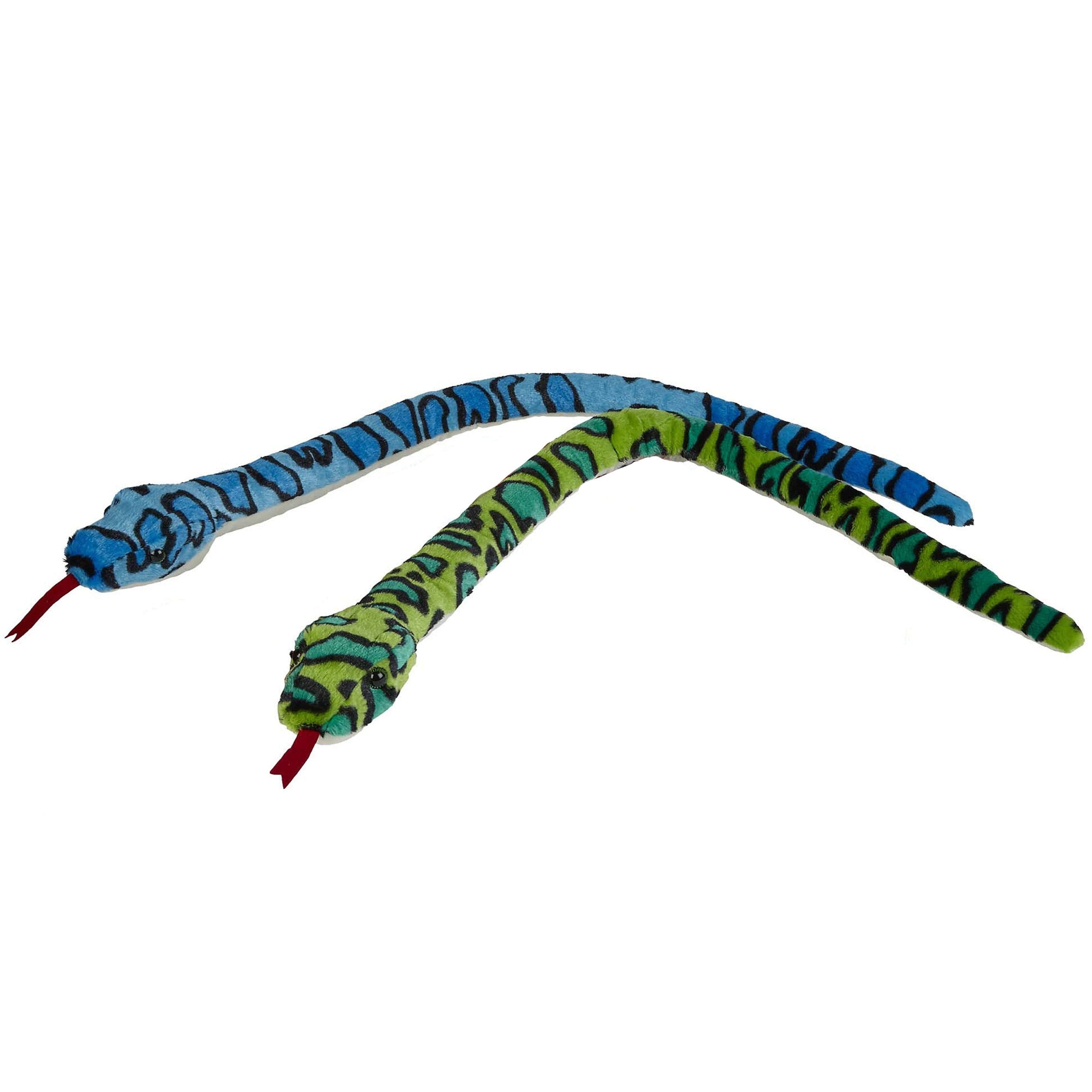 Pluche slangen knuffel set - blauw en groen - 100 cm