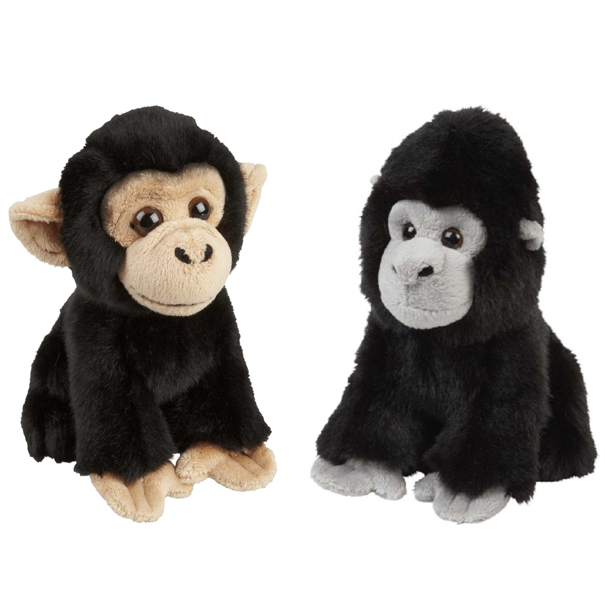 Apen knuffel set 2 stuks - gorilla en chimpansee - 18 cm - pluche