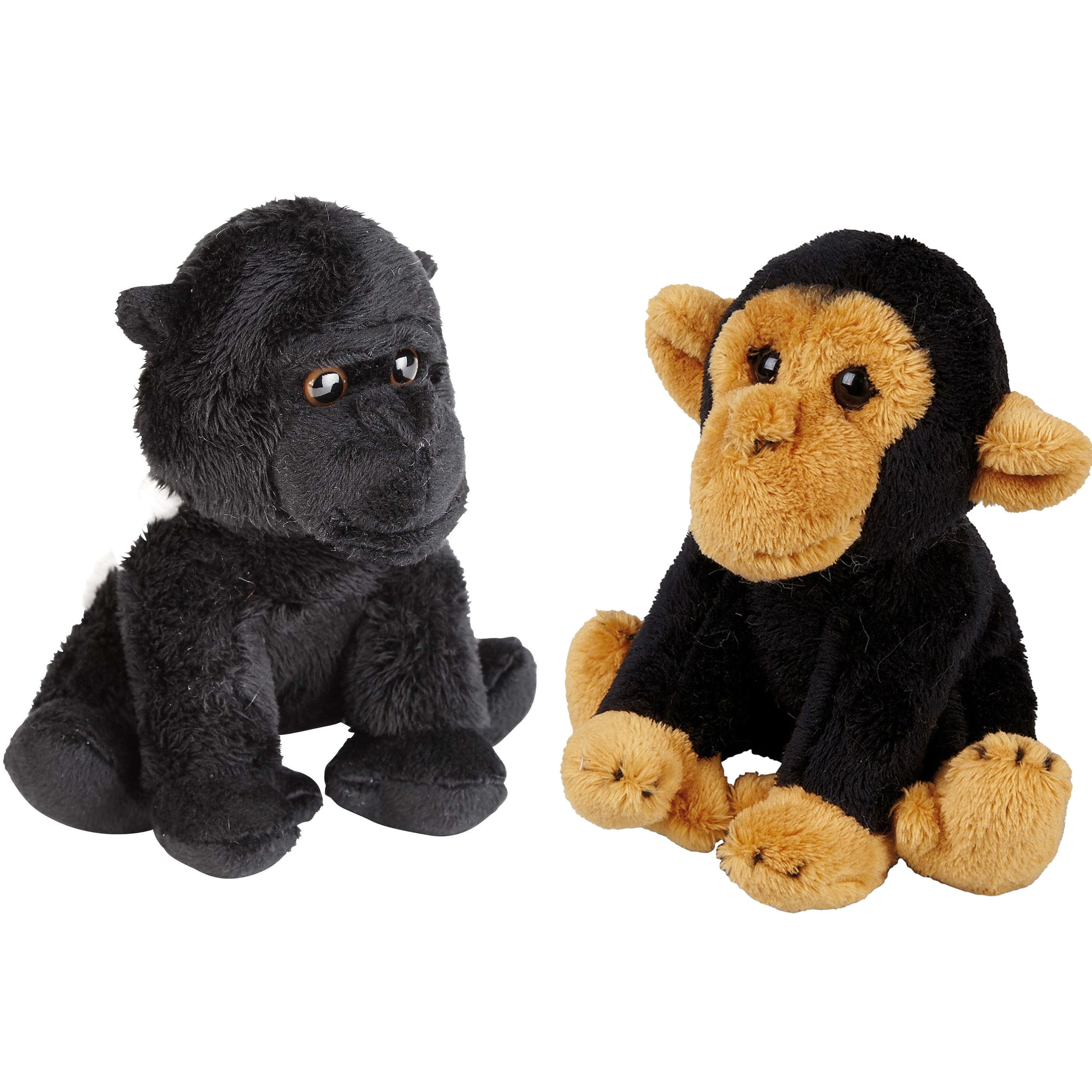 Apen knuffels set van 2 - pluche - 15 cm - gorilla en chimpansee