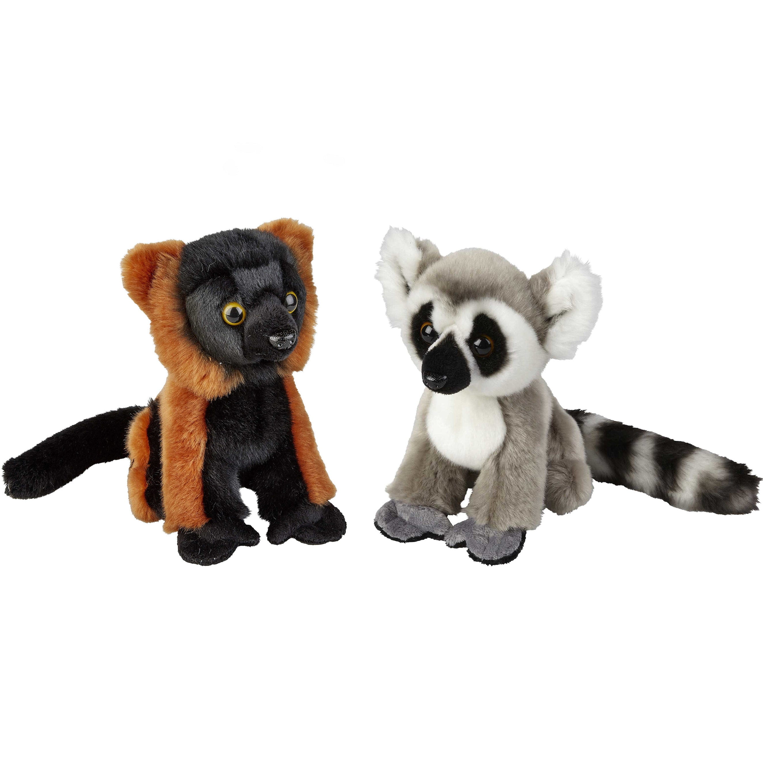 Apen knuffels set van 2 - pluche - 18 cm - ringstaart maki - vari aapje
