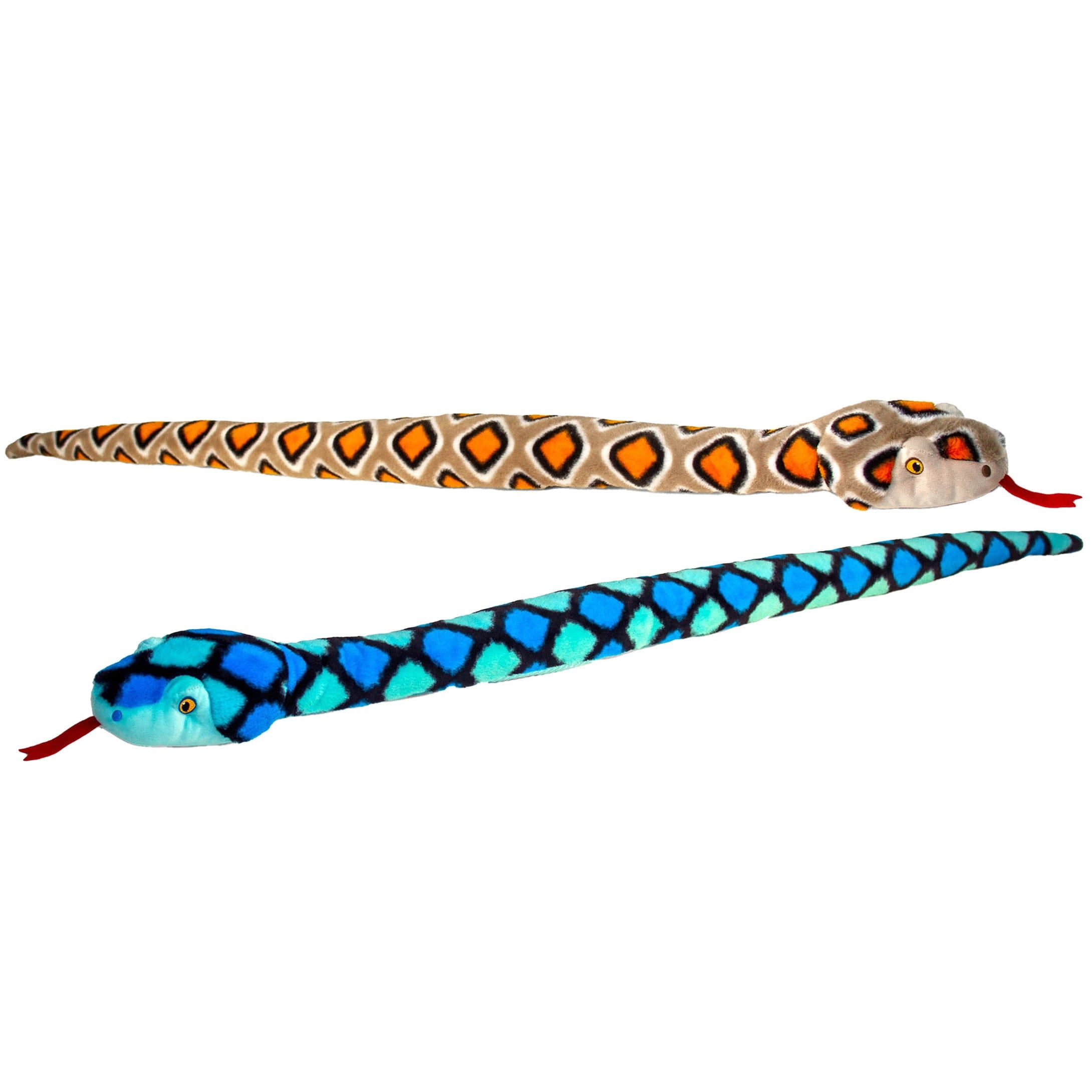 Keel Toys slangen knuffel set - pluche - 100 cm - bruin en blauw