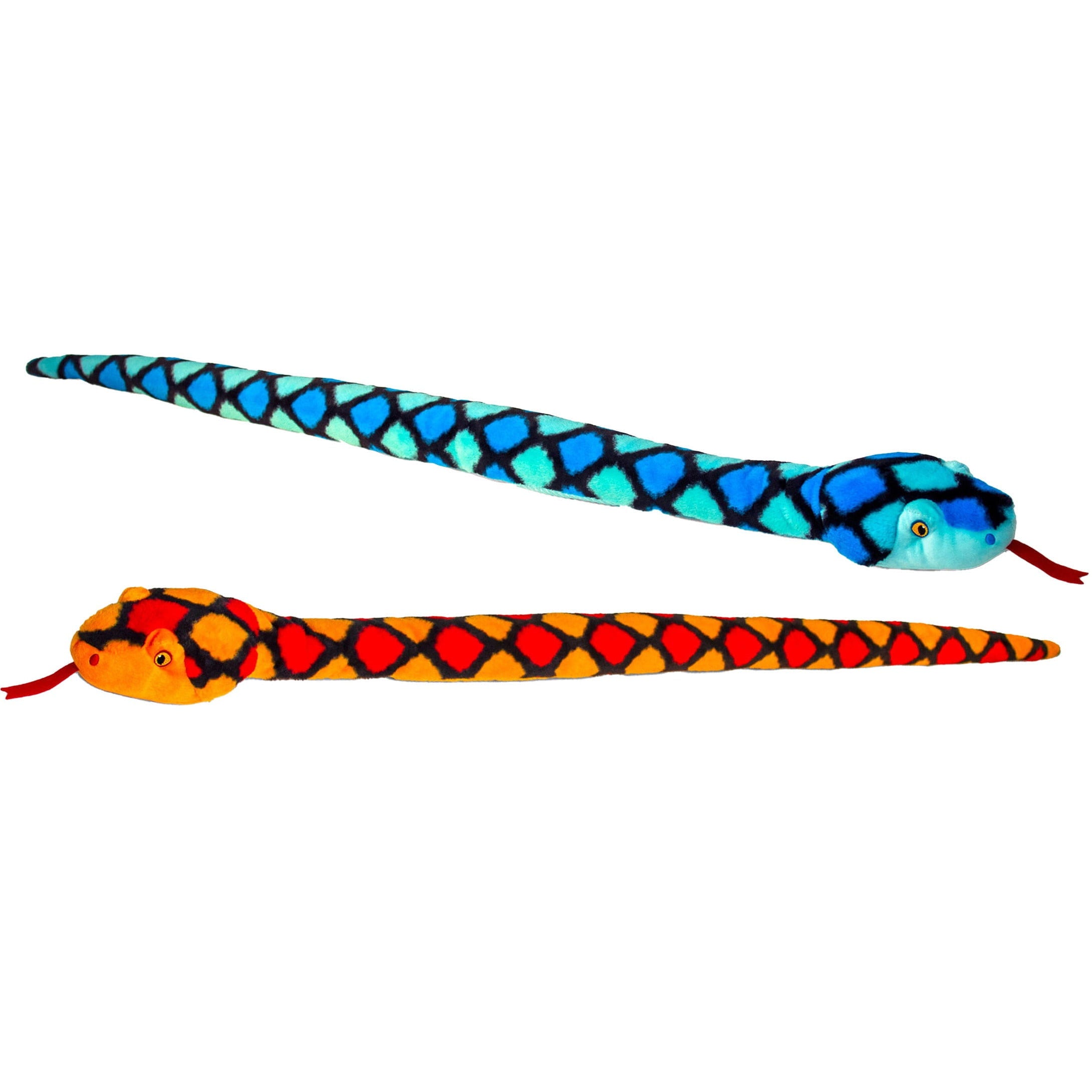 Keel Toys slangen knuffel - pluche - set van 2 - 100 cm - rood en blauw