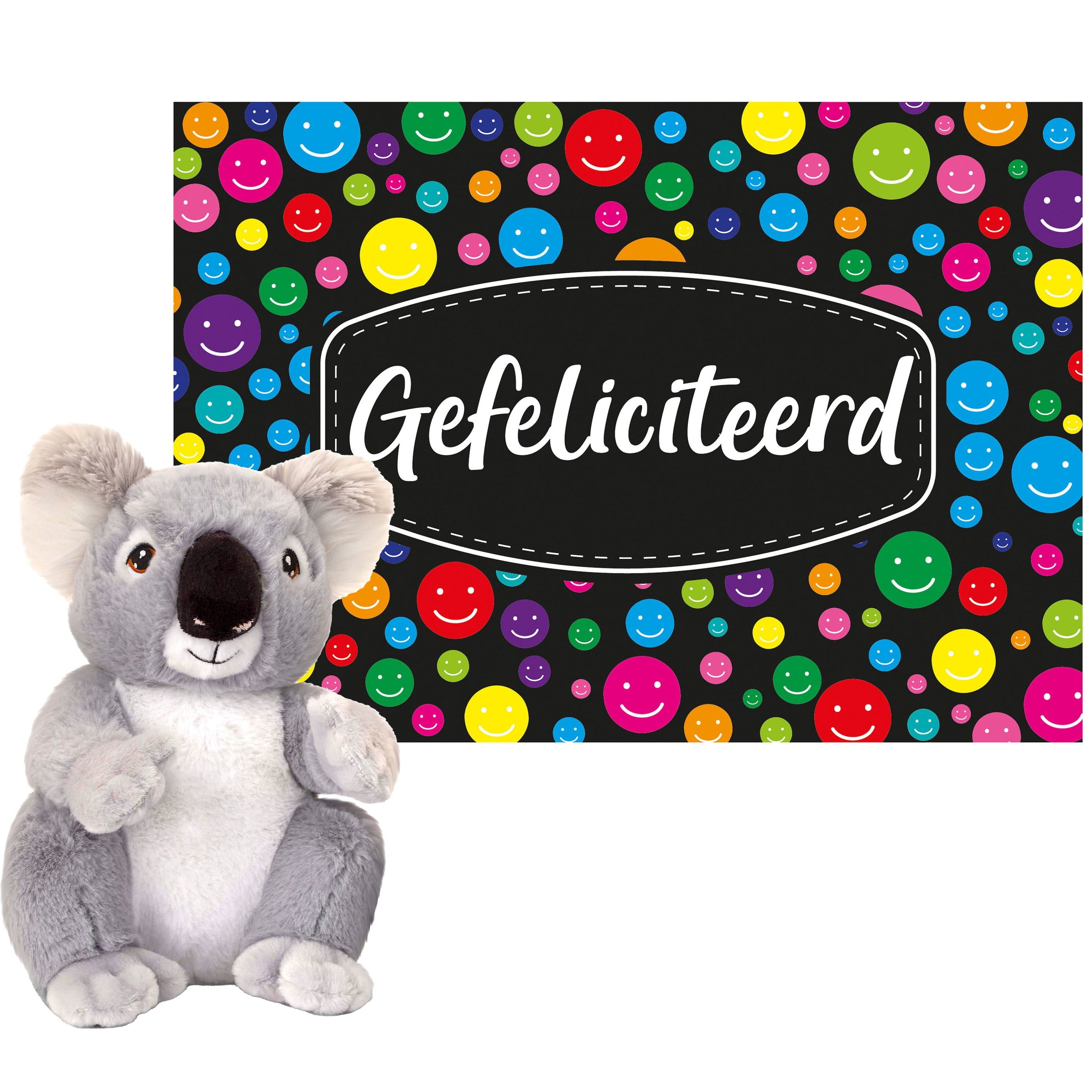 Keel Toys cadeaukaart Gefeliciteerd - koala knuffel - 26 cm