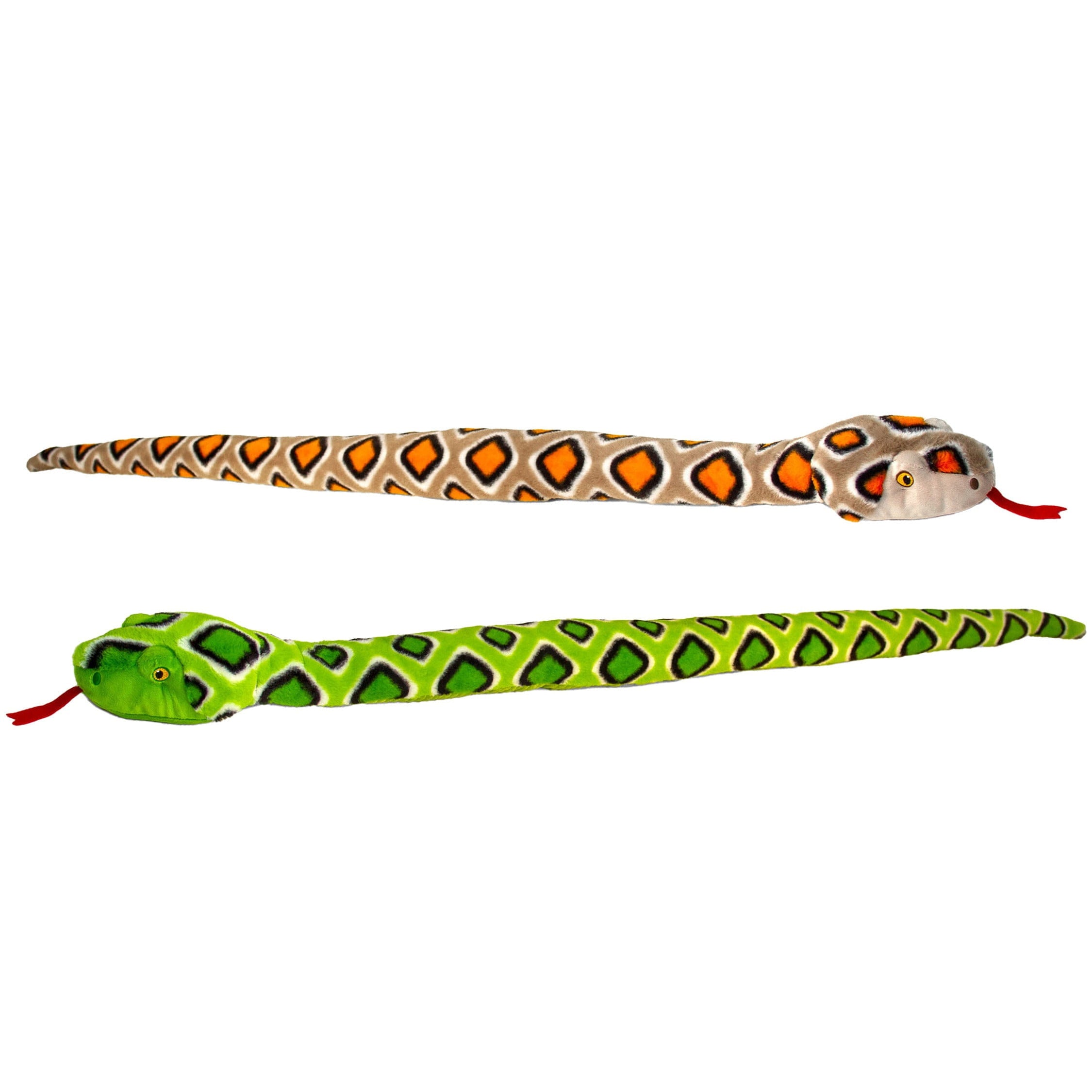 Keel Toys slangen knuffel set - pluche - 100 cm - bruin en groen