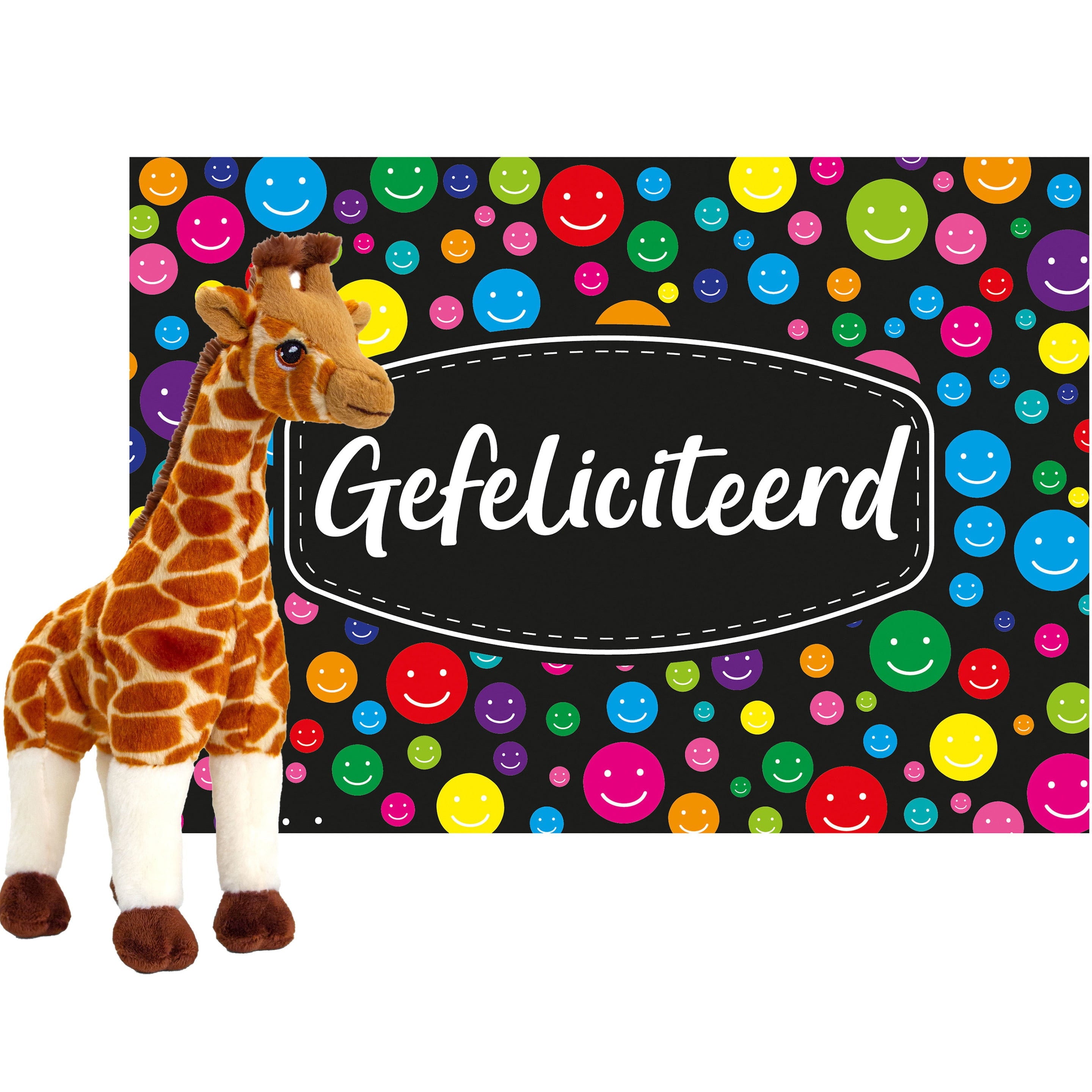 Keel toys cadeaukaart Gefeliciteerd - giraffe knuffel - 30 cm