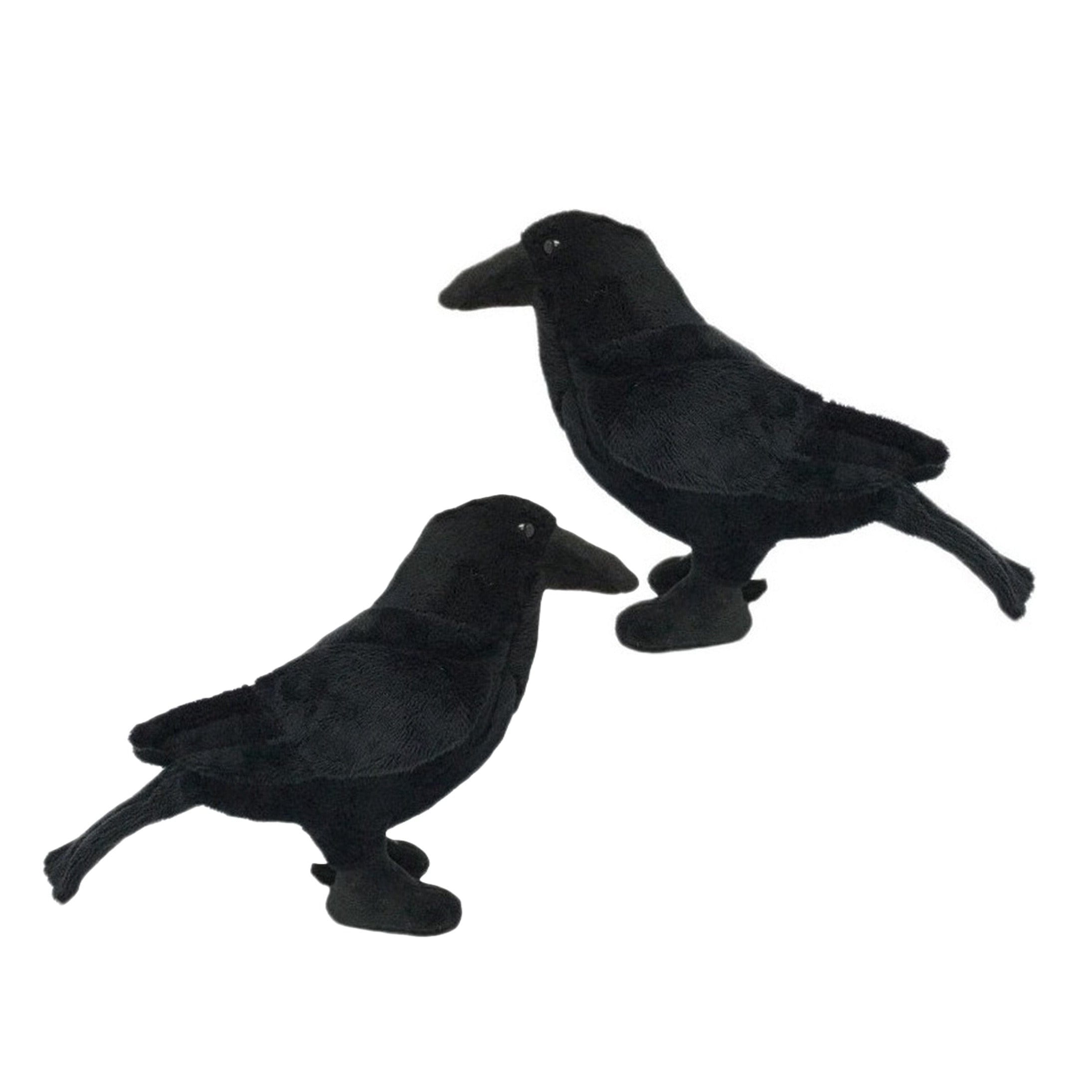 Pluche zwarte kraai/raaf knuffel - 2x - 18 cm - vogel decoratie