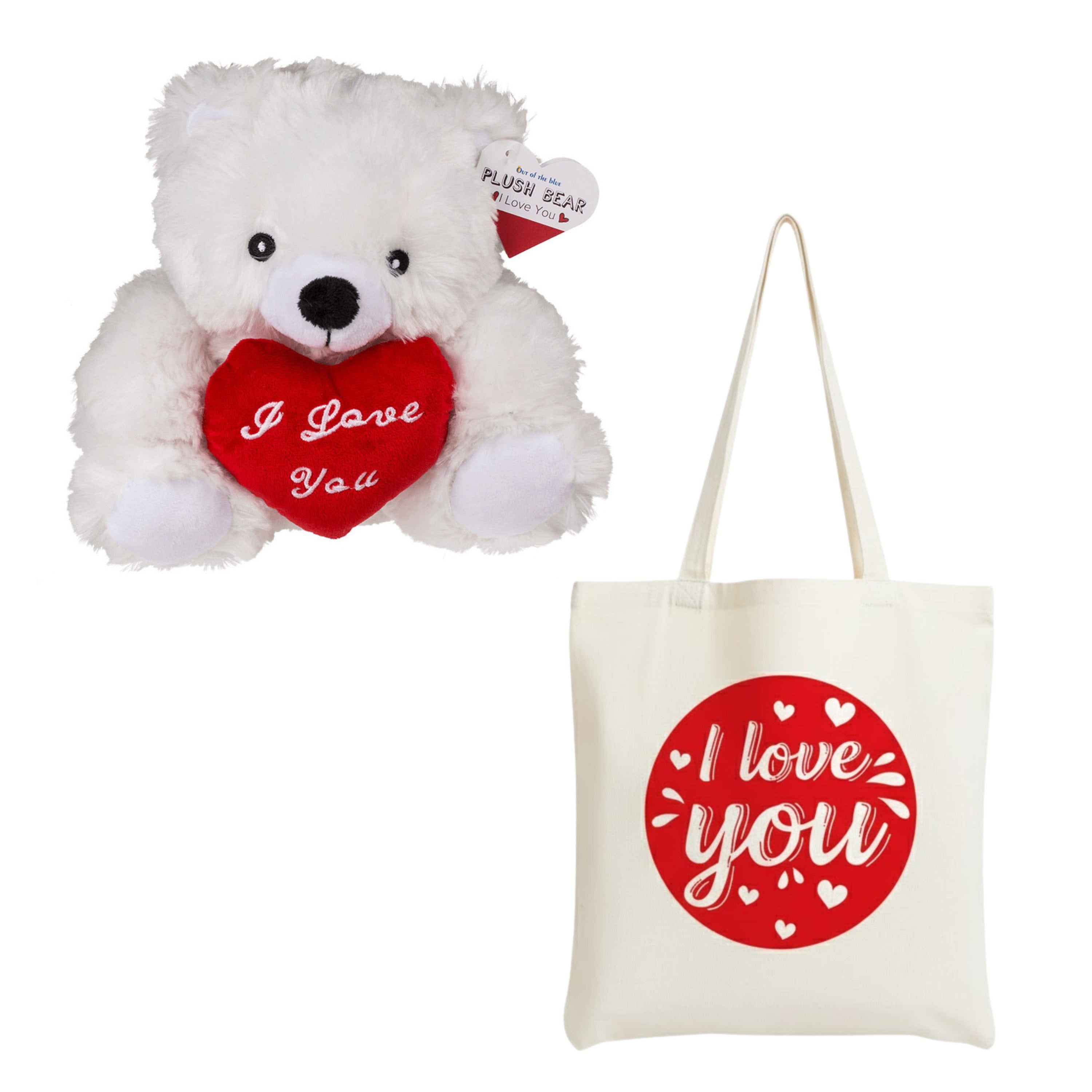 Valentijnscadeau knuffelbeer - canvastas - I love you