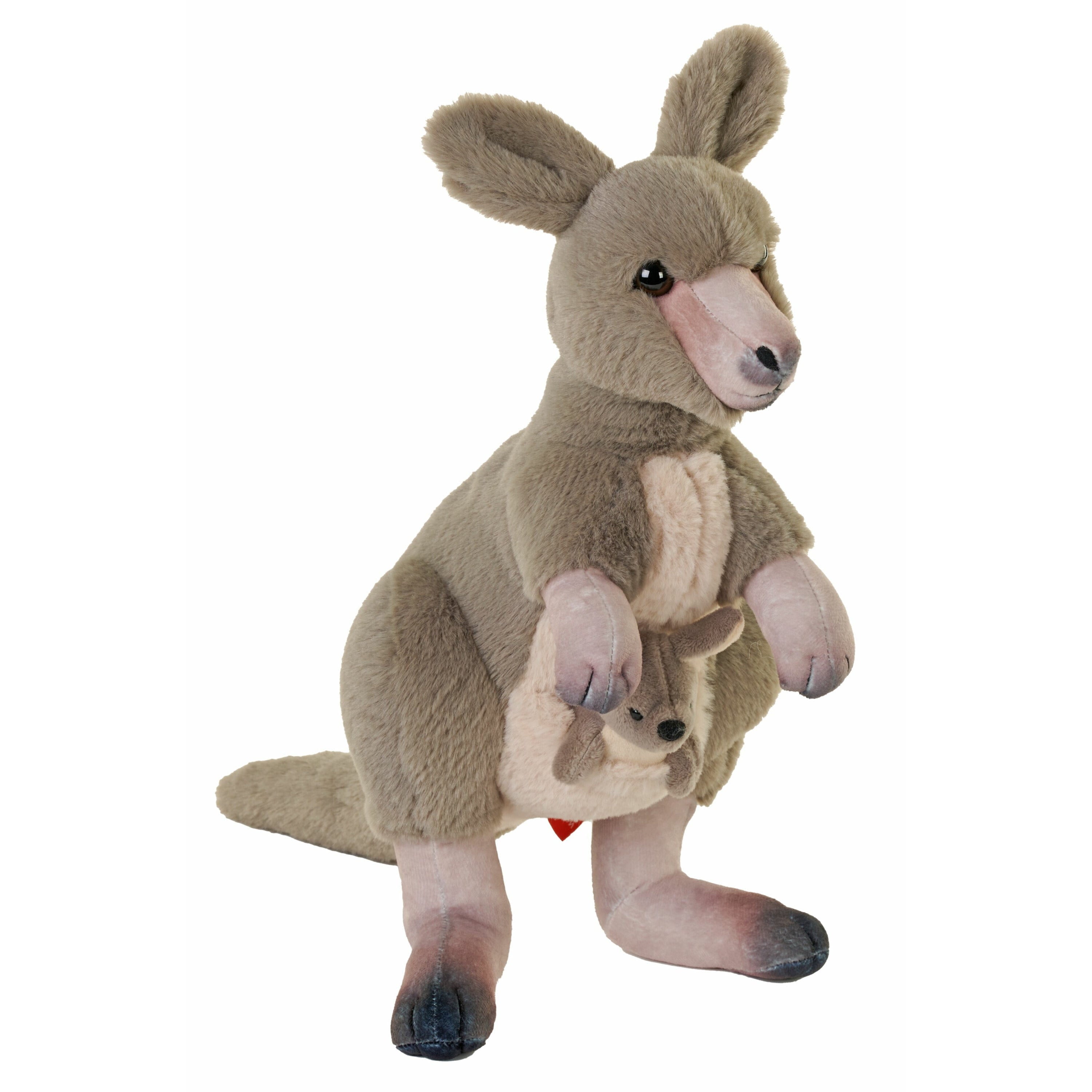 Wild Republic kangoeroe knuffel - grijs - pluche - 33 cm - dierenknuffel