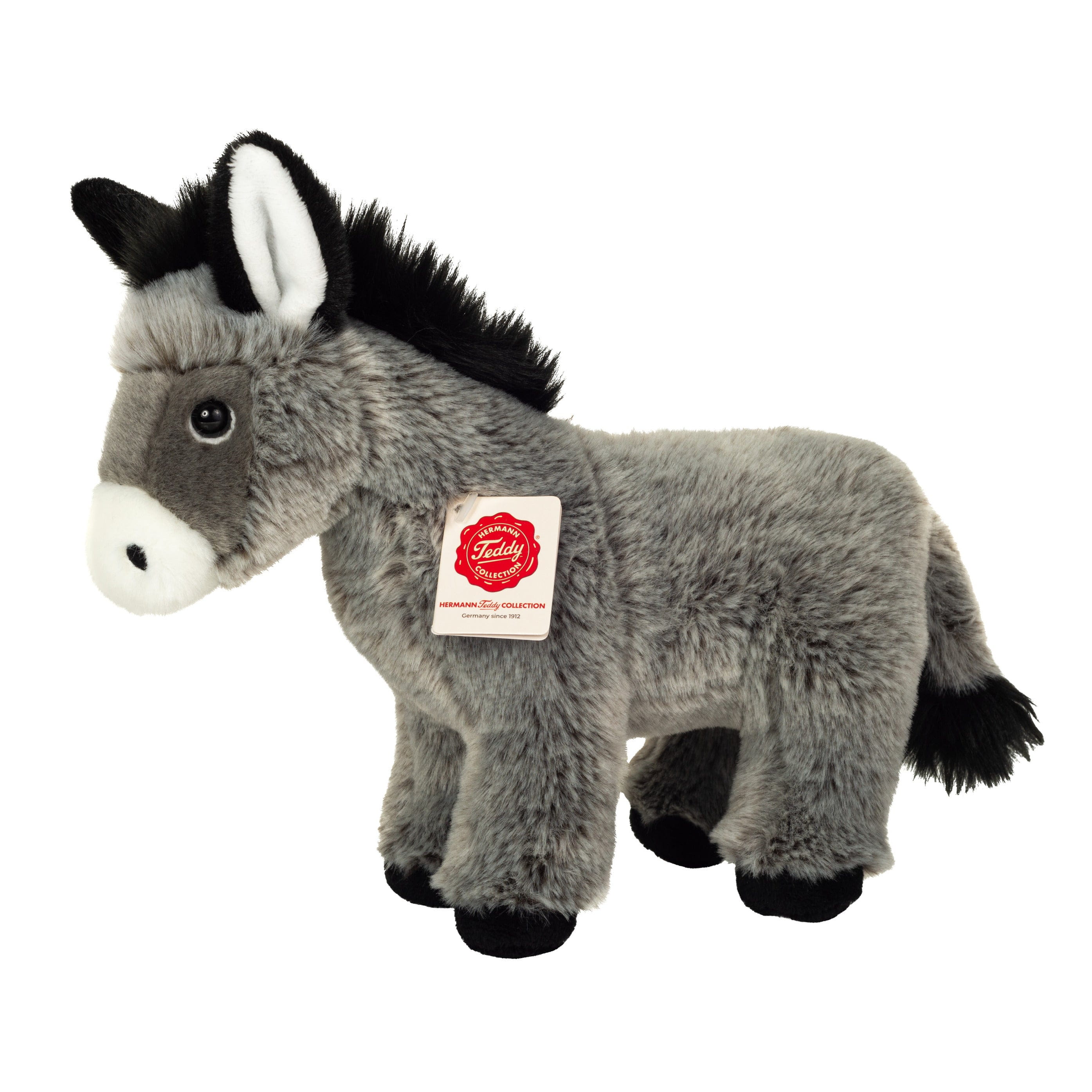 Ezel knuffel - pluche - grijs - 27 cm - Hermann Teddy