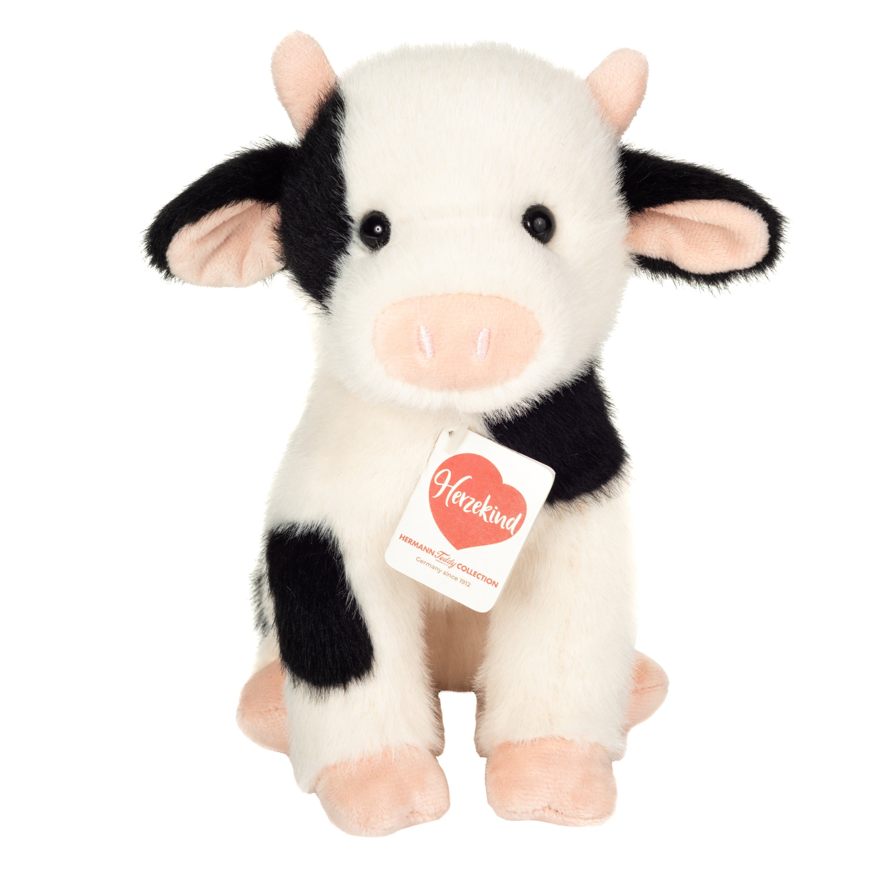 Koe knuffel - zacht pluche - zwart/wit - 25 cm - Hermann Teddy