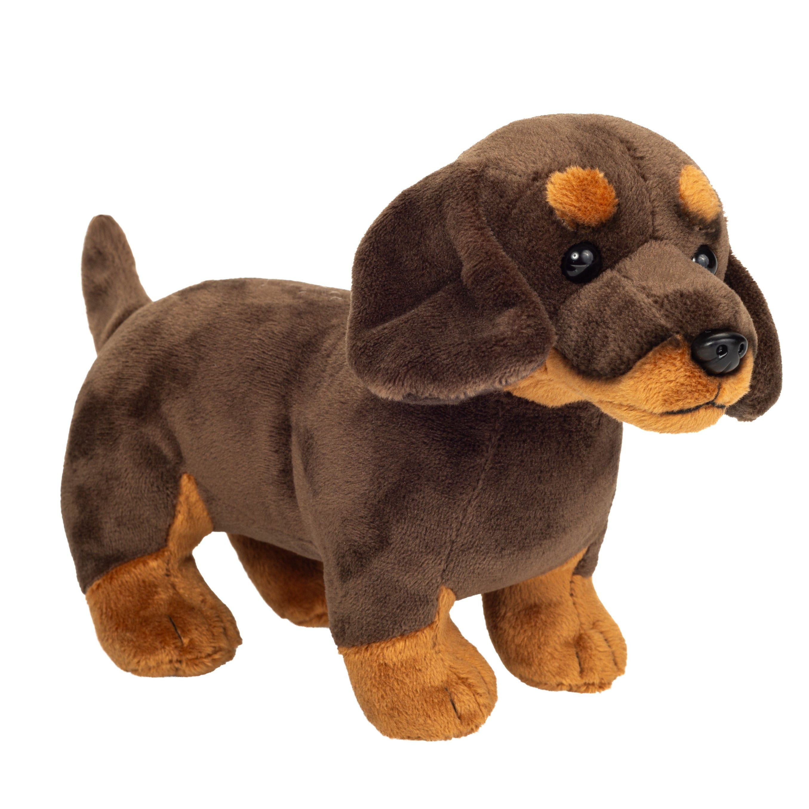 Teckel knuffel hond - pluche - donkerbruin - 21 cm