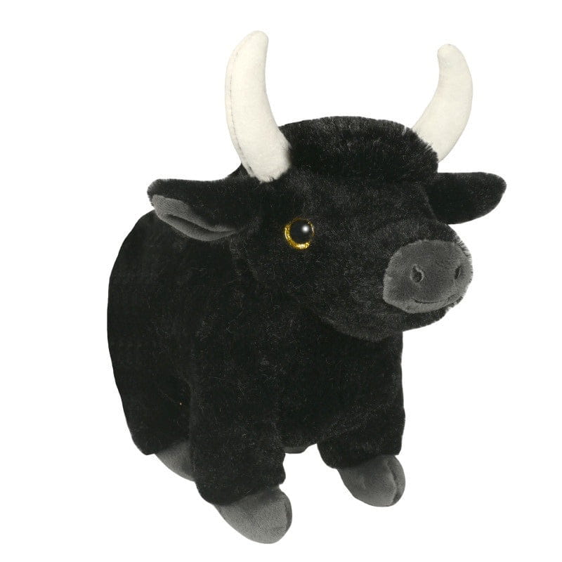 Sandy stier/koe knuffel - pluche - 21 cm - zwart - koeienknuffel - boerderijdier
