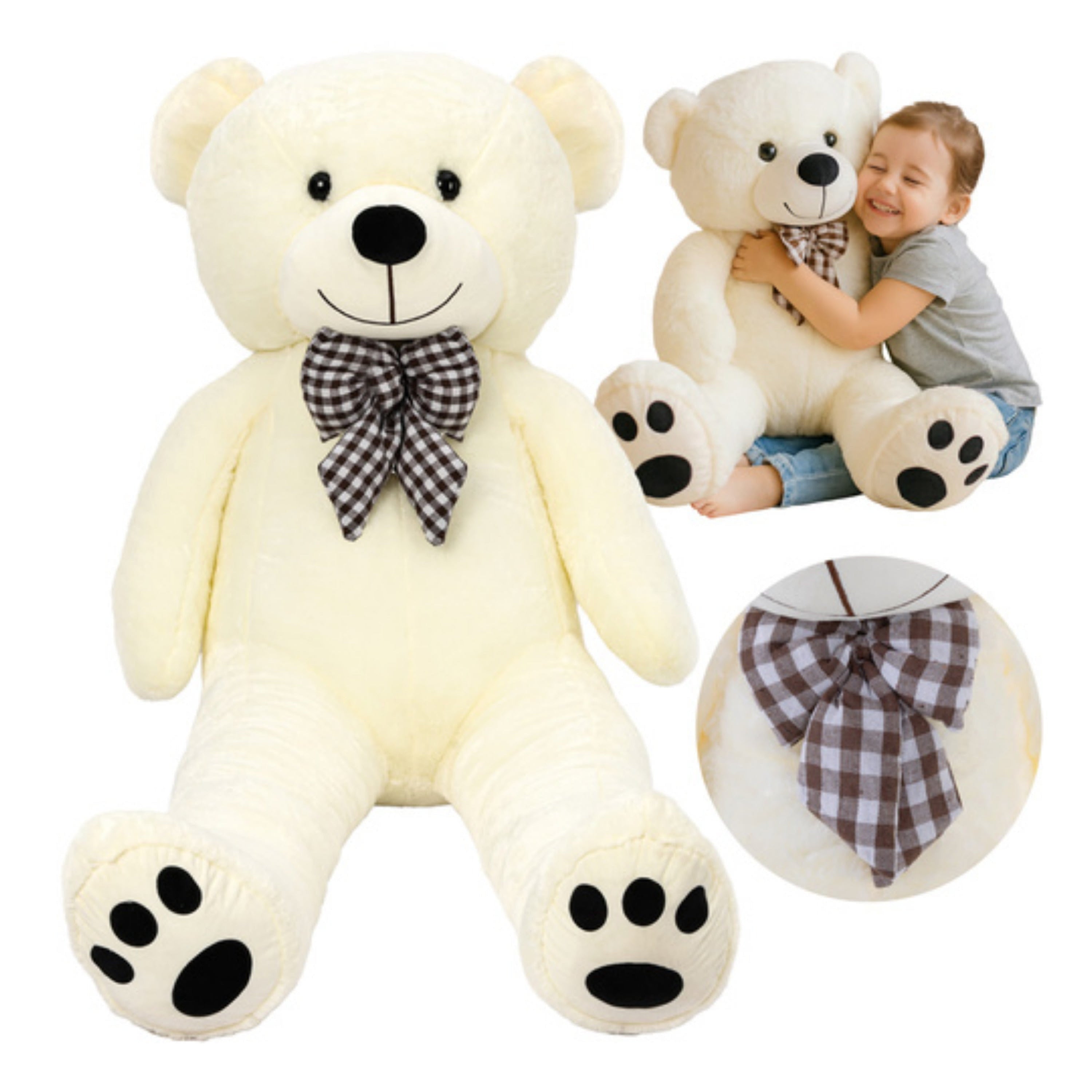 Kruzzel teddybeer - 180 cm - ecru - pluche