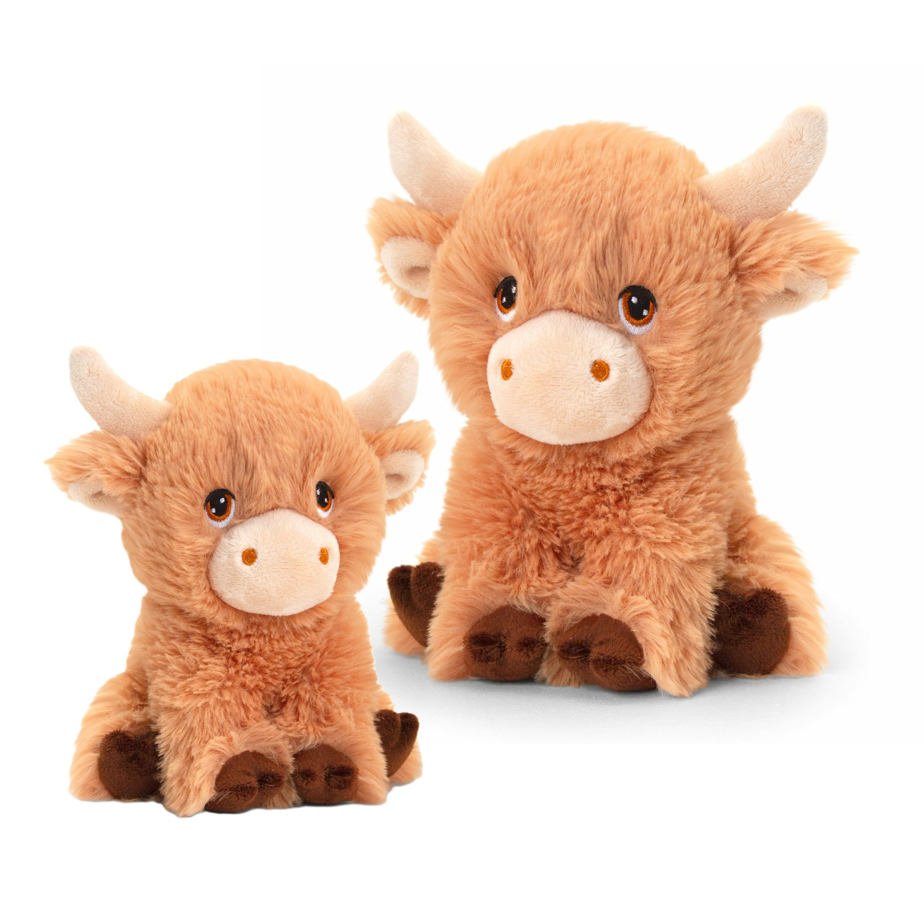 Keel Toys koeien knuffels - pluche Schotse hooglander - 18 en 25 cm