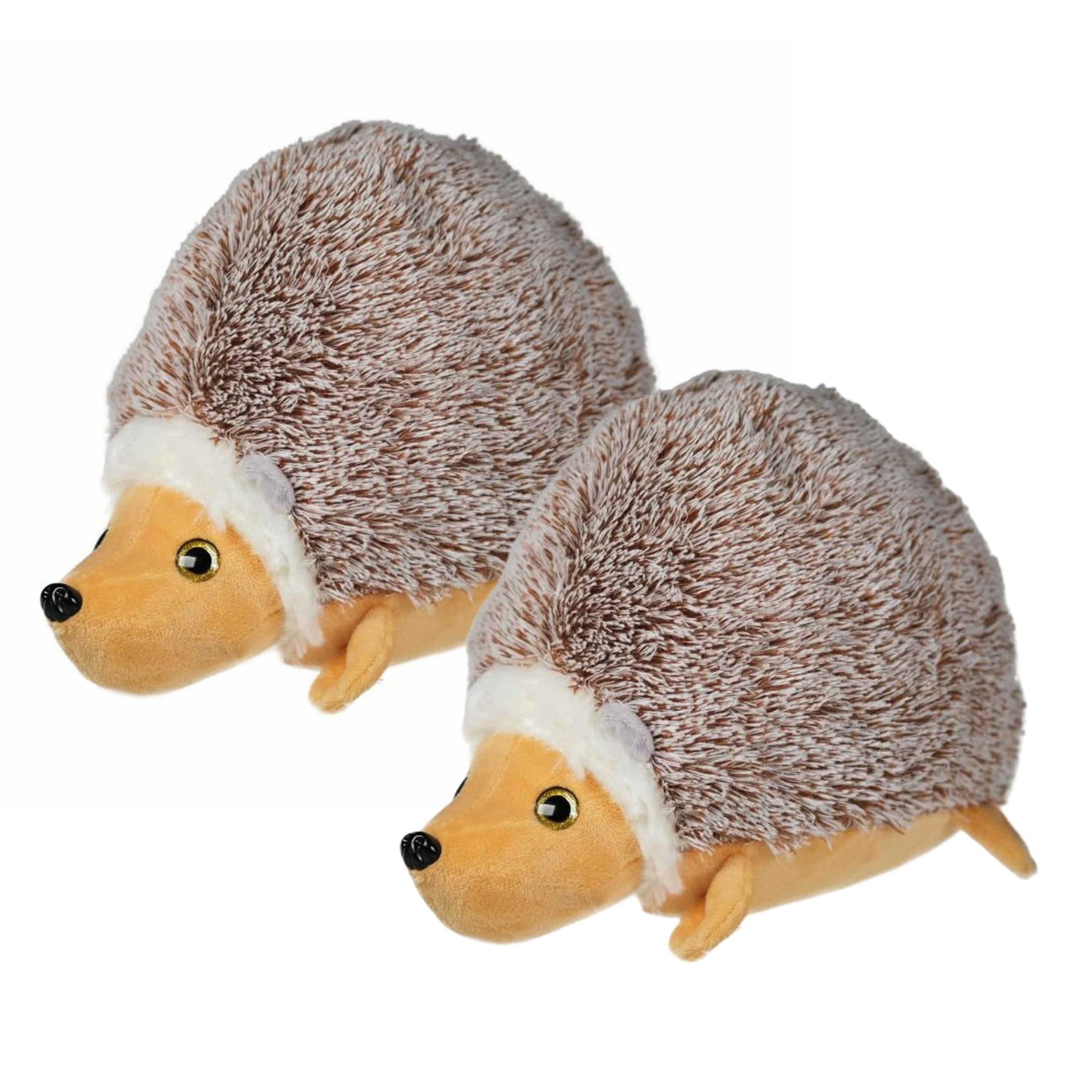 Pluche egel knuffel - 2x - lichtbruin/beige - 18 cm - knuffeldieren