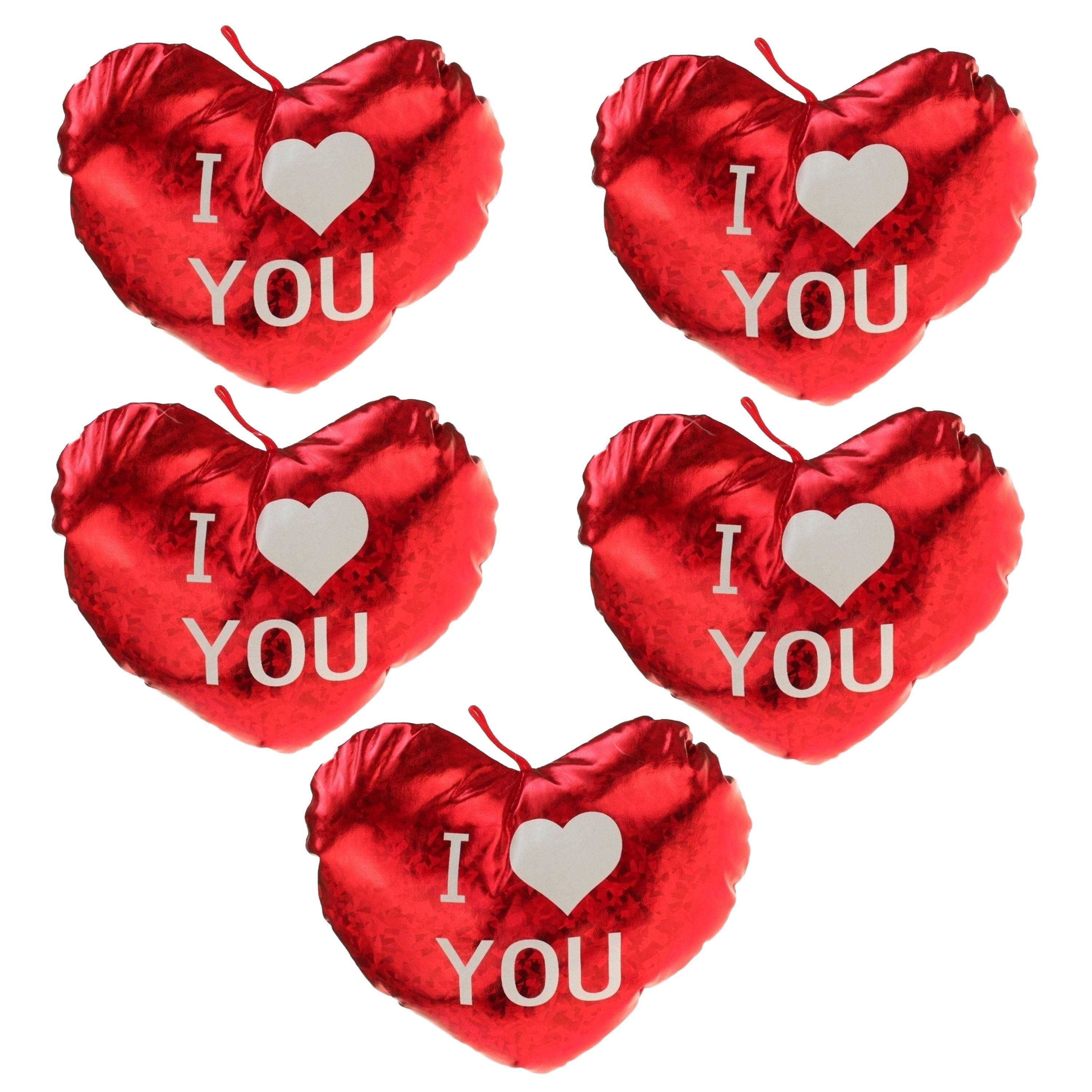 Hart kussen - rood - 14 cm - glanzend - I Love You - Valentijn
